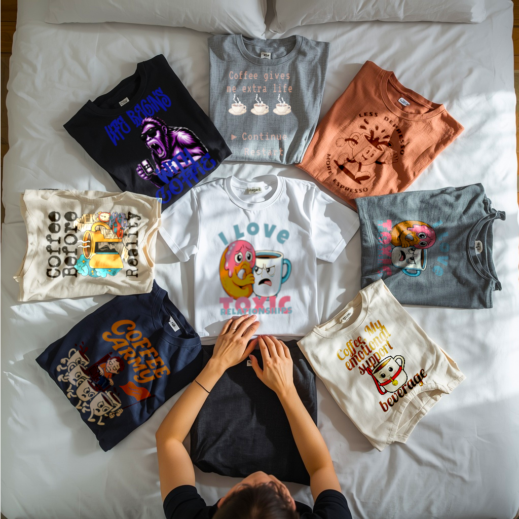 A collection of caffeinated tee