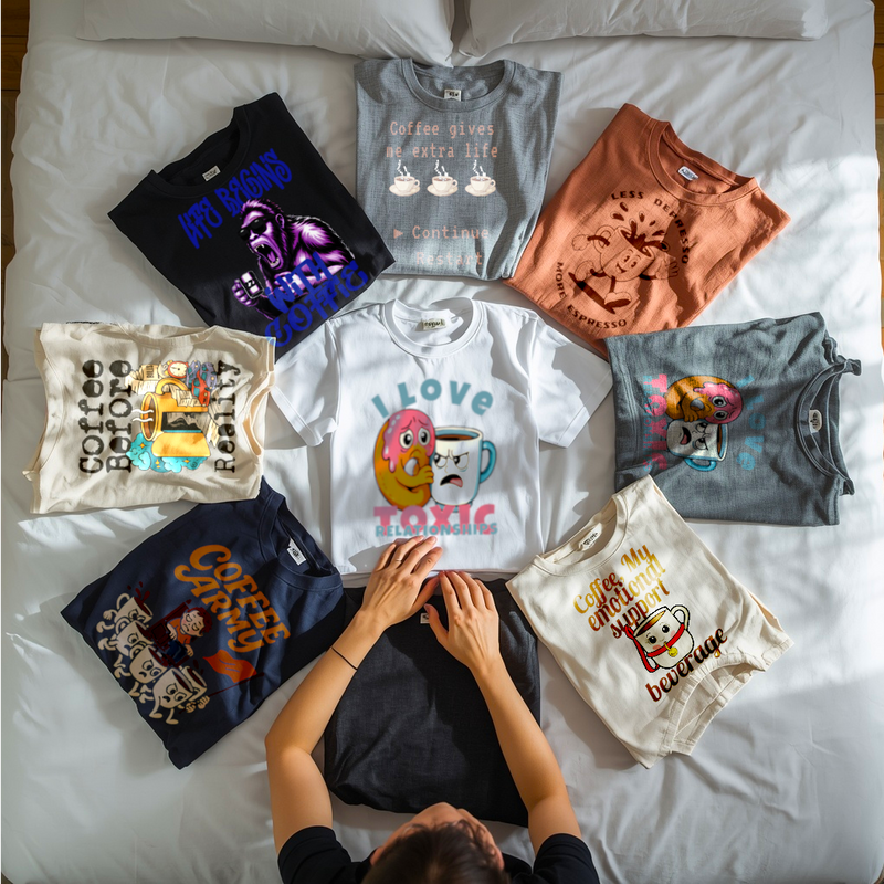 A collection of caffeinated tee
