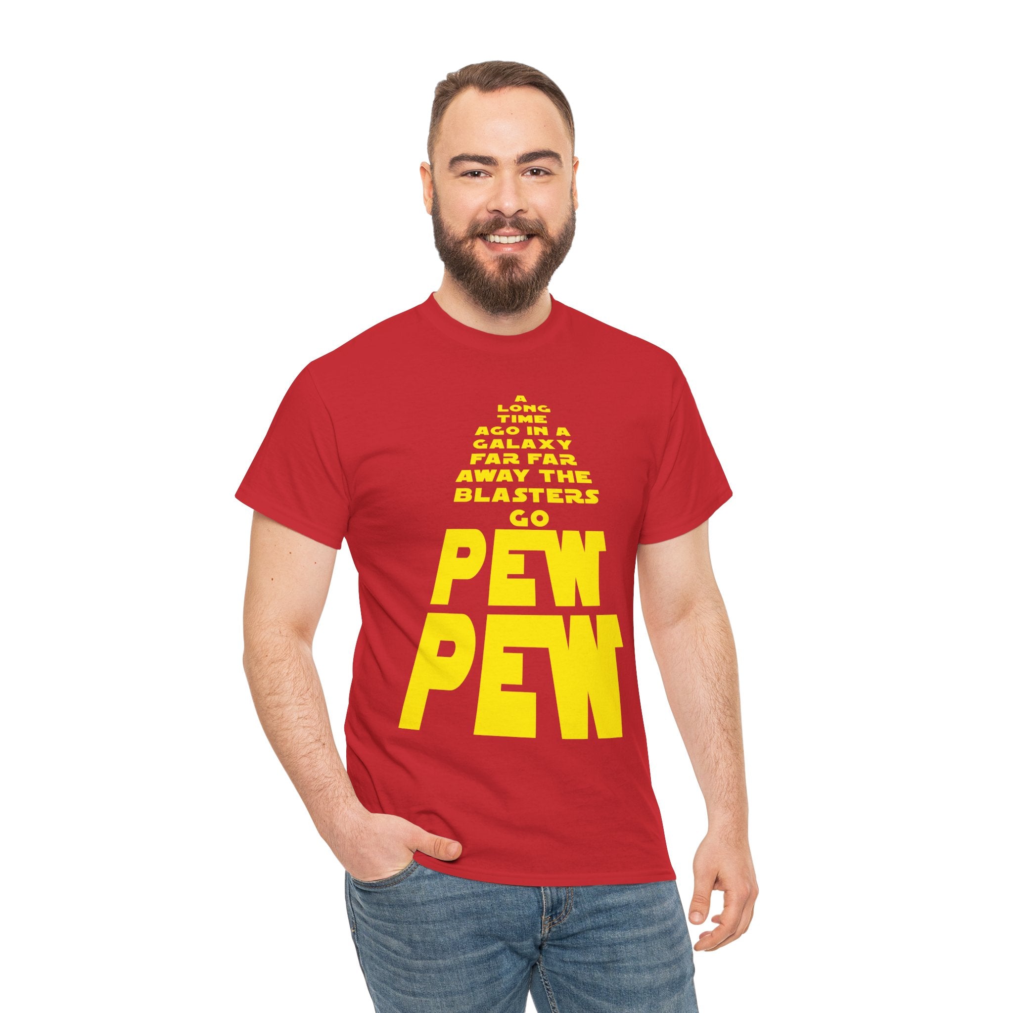 Pew Pew Tee – Retro Space Text Graphic T-Shirt