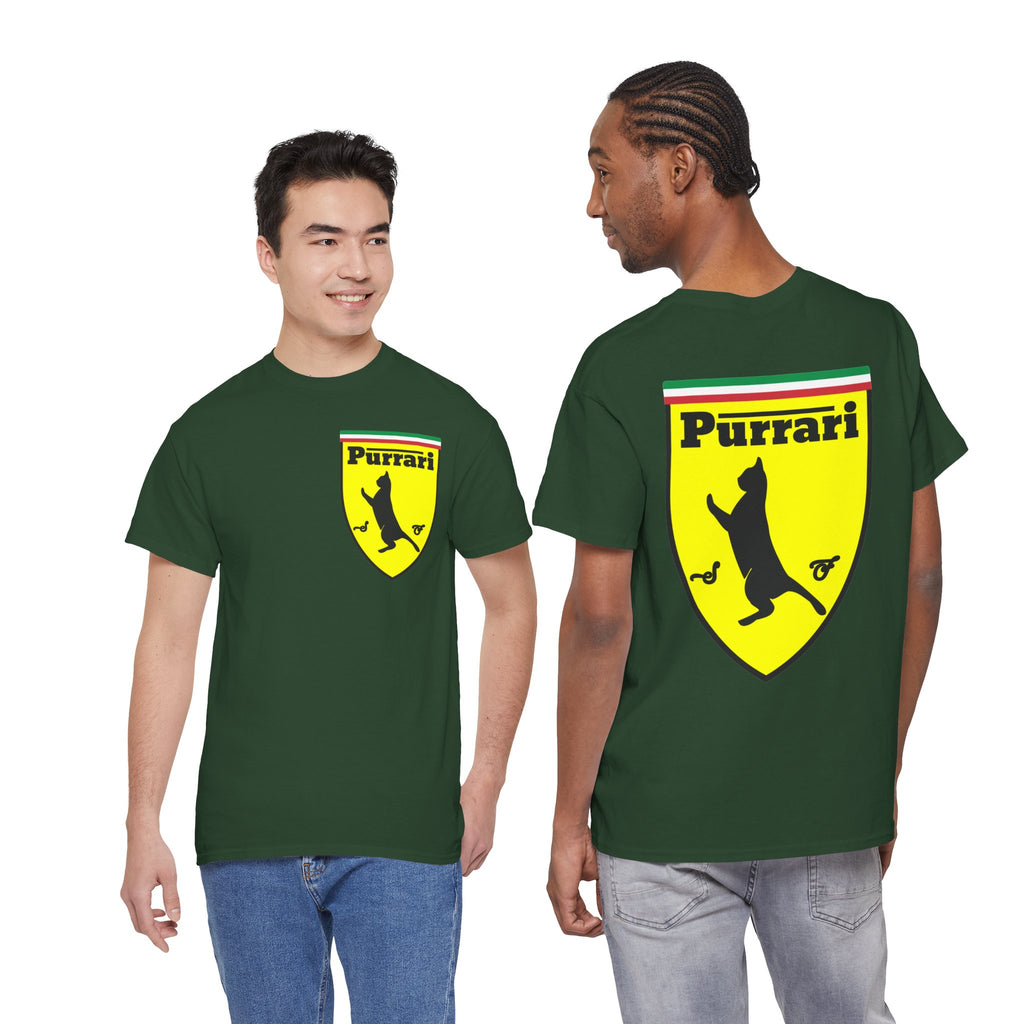 Purrari Cat Shield Tee – Funny Cat Logo T-Shirt