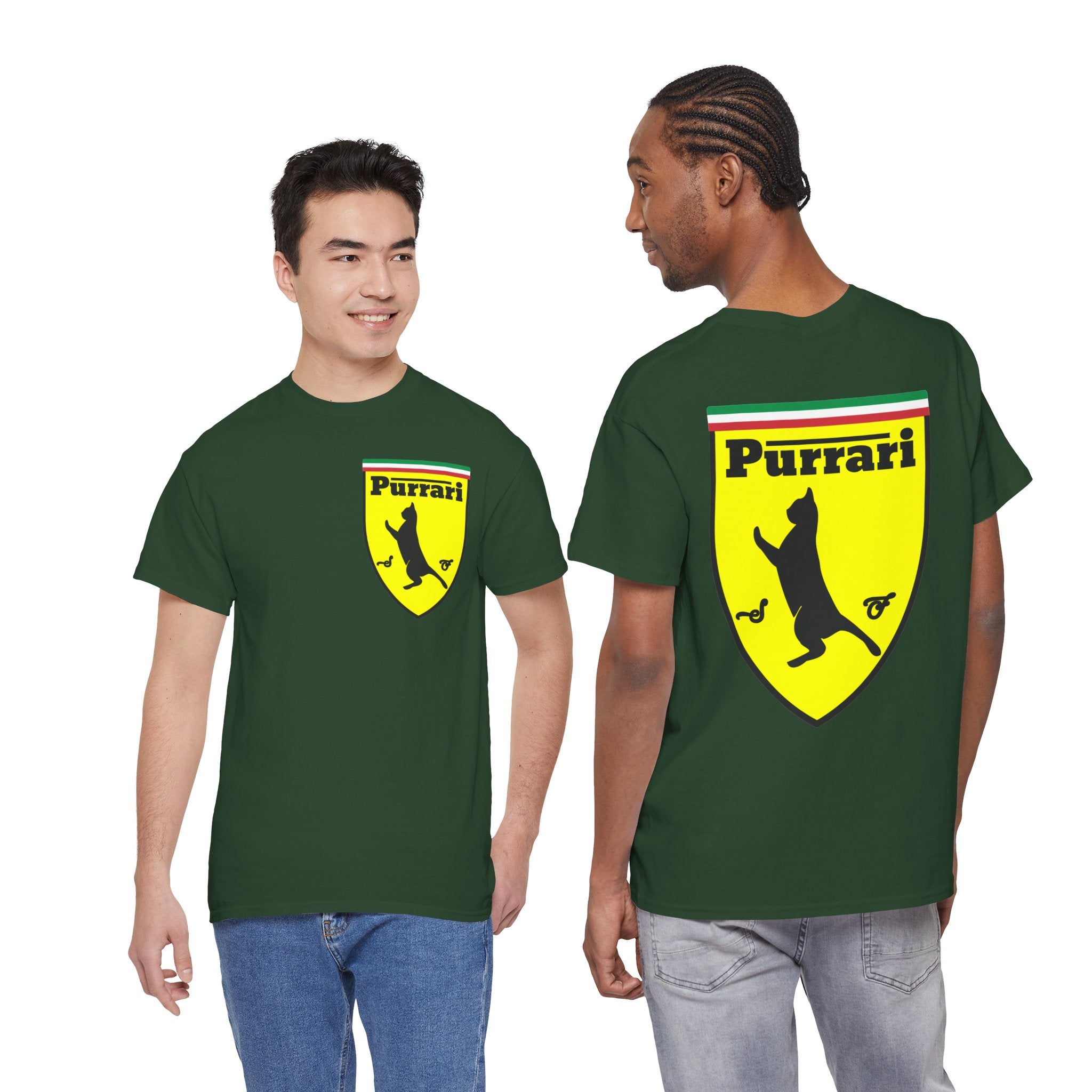 Purrari Cat Shield Tee – Funny Cat Logo T-Shirt