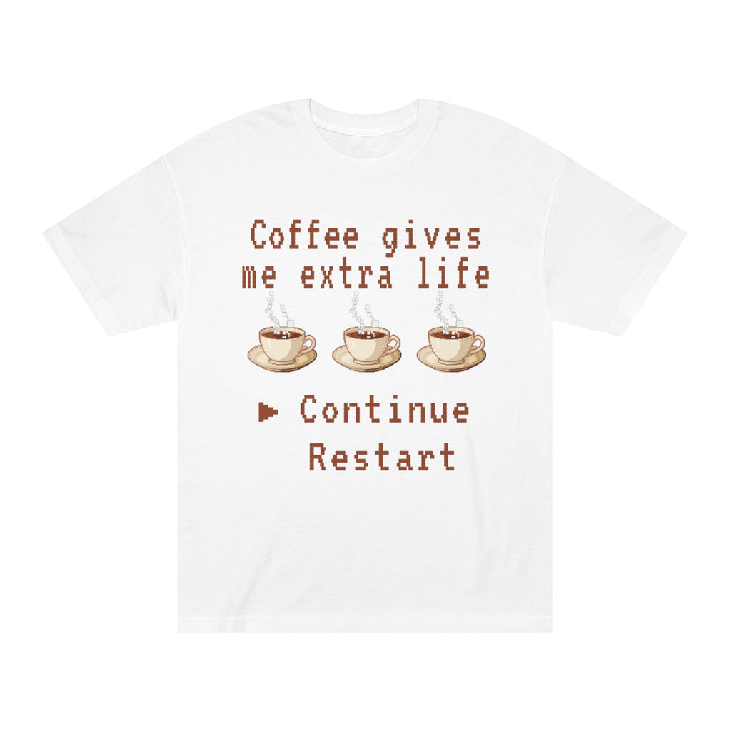 Coffee Gives Me Extra Life Tee — Retro Gamer Coffee