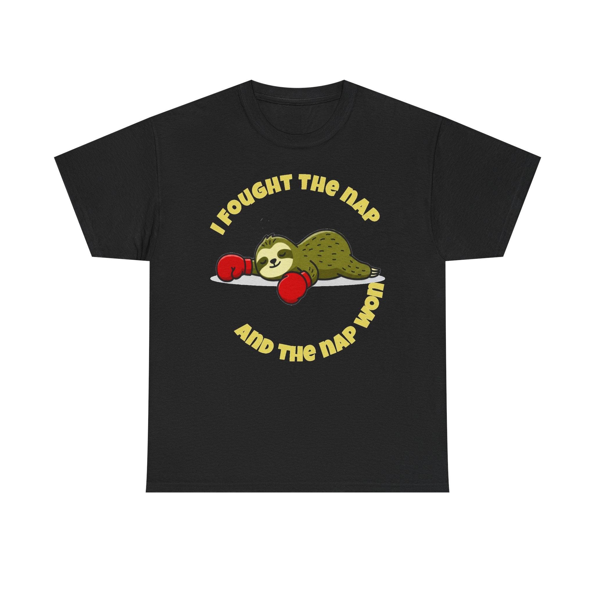 Sloth Boxing Tee — "I Fought the Nap and the Nap Won" Graphic T-Shirt