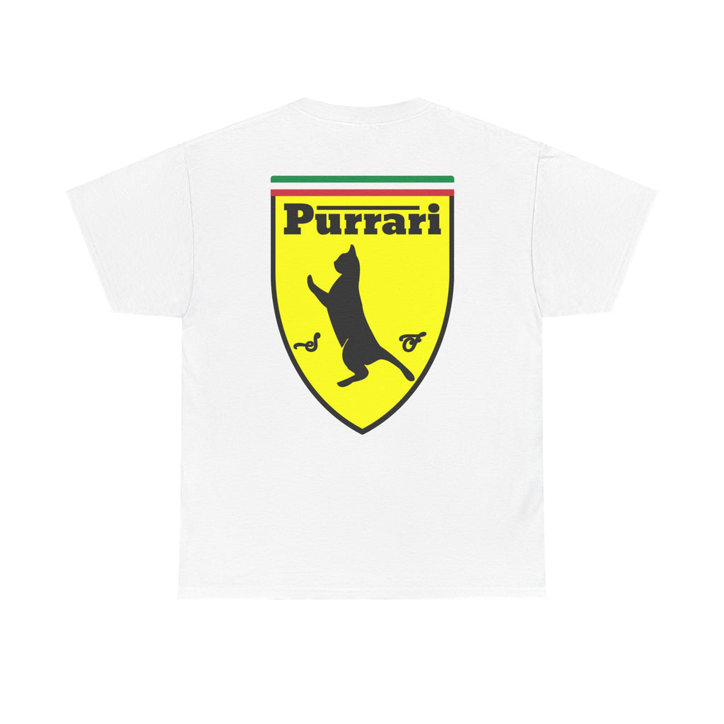 Purrari Cat Shield Tee – Funny Cat Logo T-Shirt