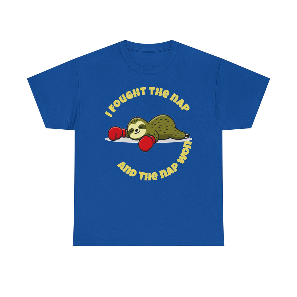 Sloth Boxing Tee — "I Fought the Nap and the Nap Won" Graphic T-Shirt