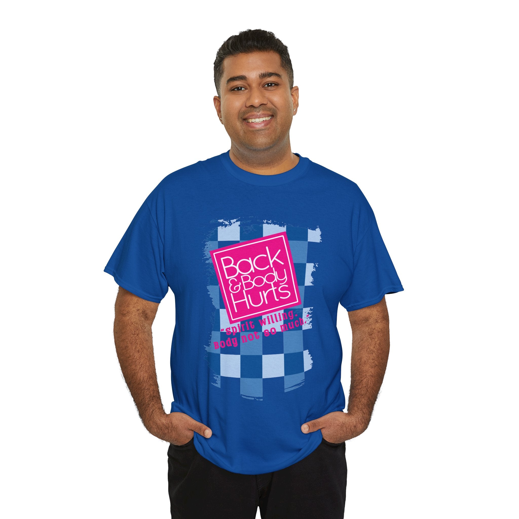 Back Body Hurts Plaid Graphic Tee — Funny Pain Relief Shirt