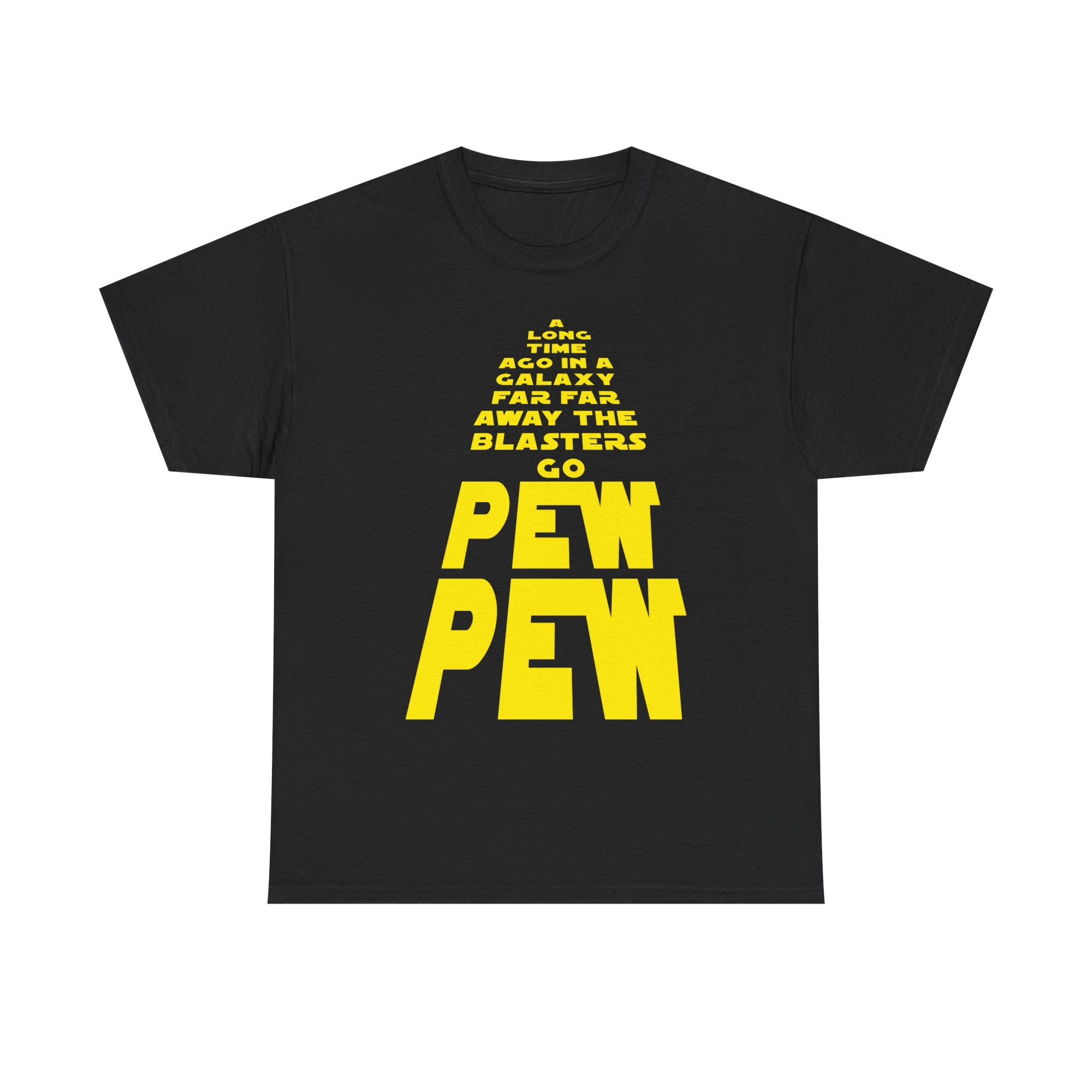 Pew Pew Tee – Retro Space Text Graphic T-Shirt