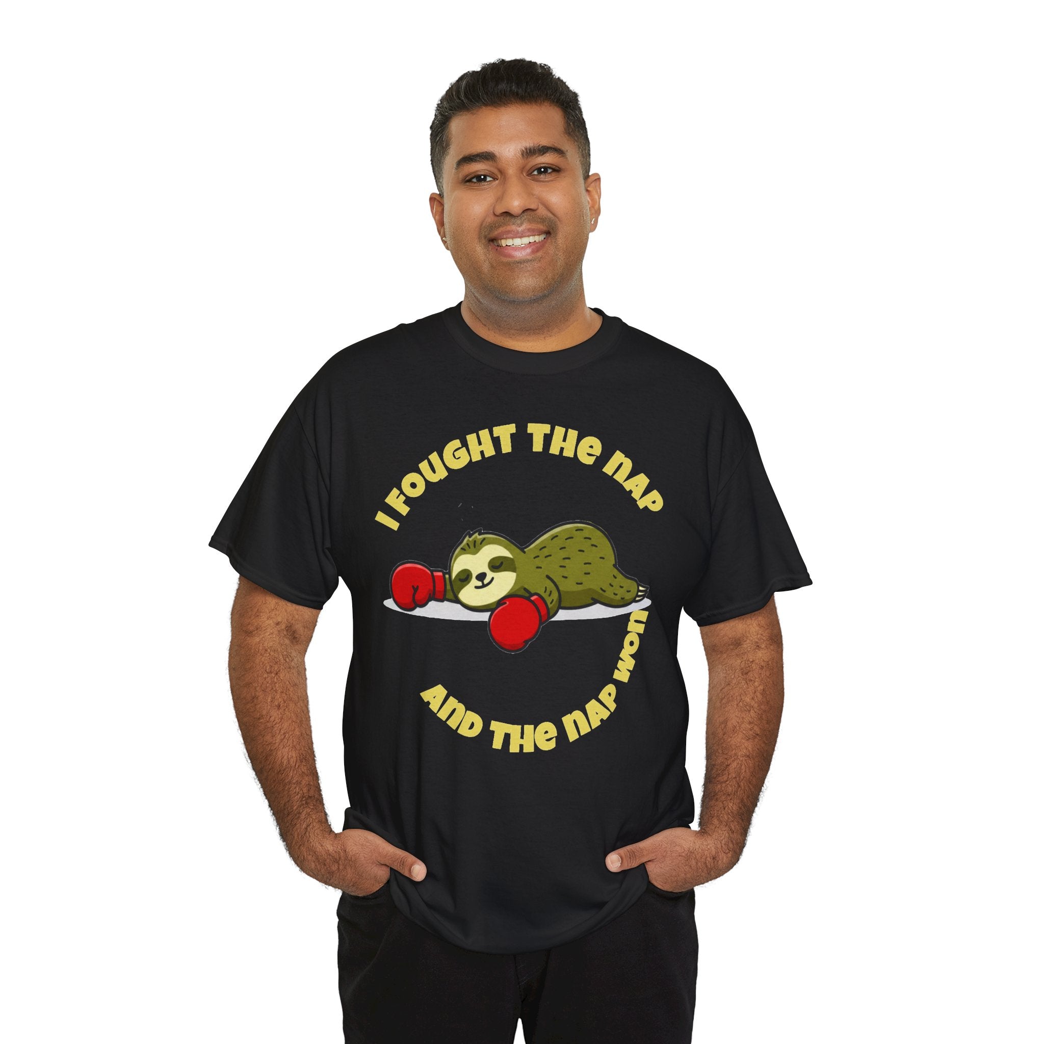 Sloth Boxing Tee — "I Fought the Nap and the Nap Won" Graphic T-Shirt