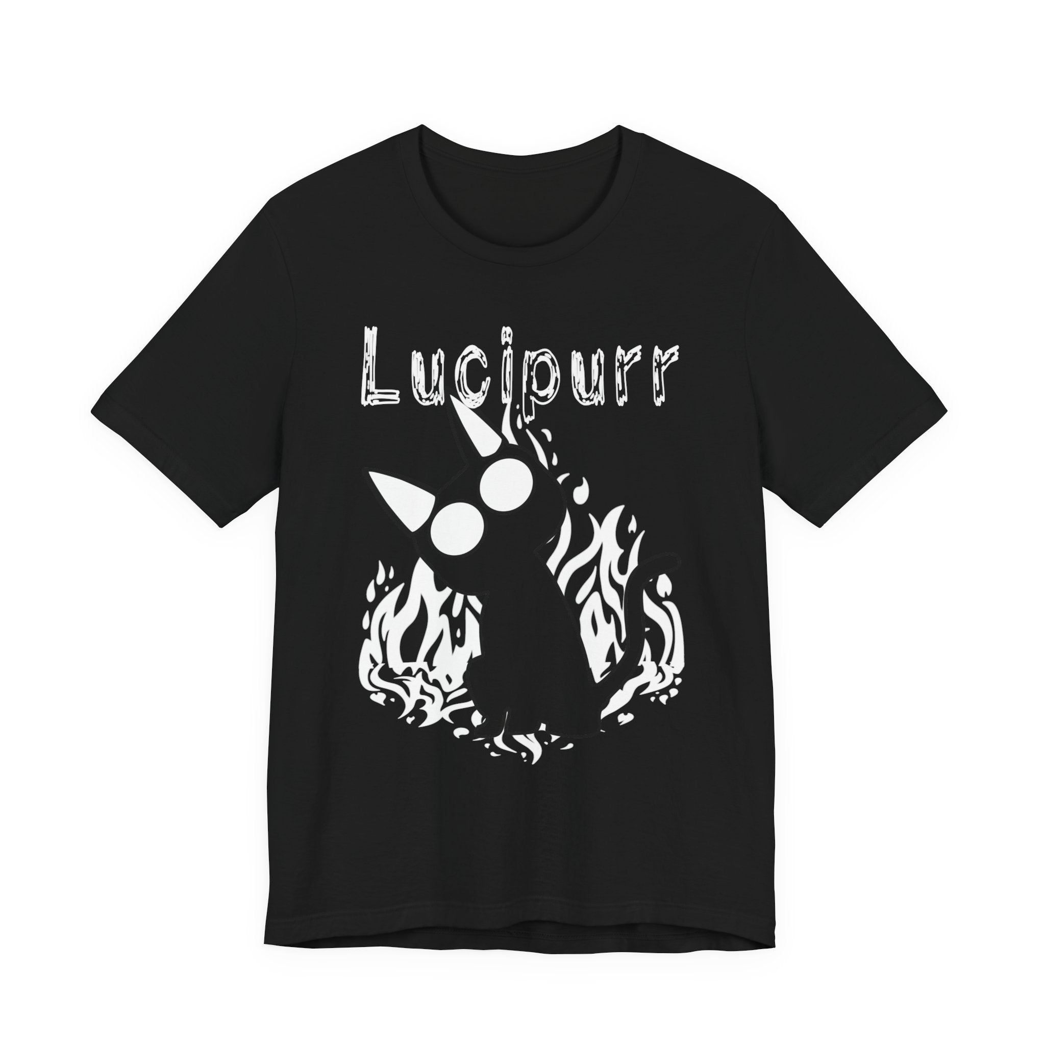 Lucipurr Cat Tee — Gothic Flame Cat Graphic