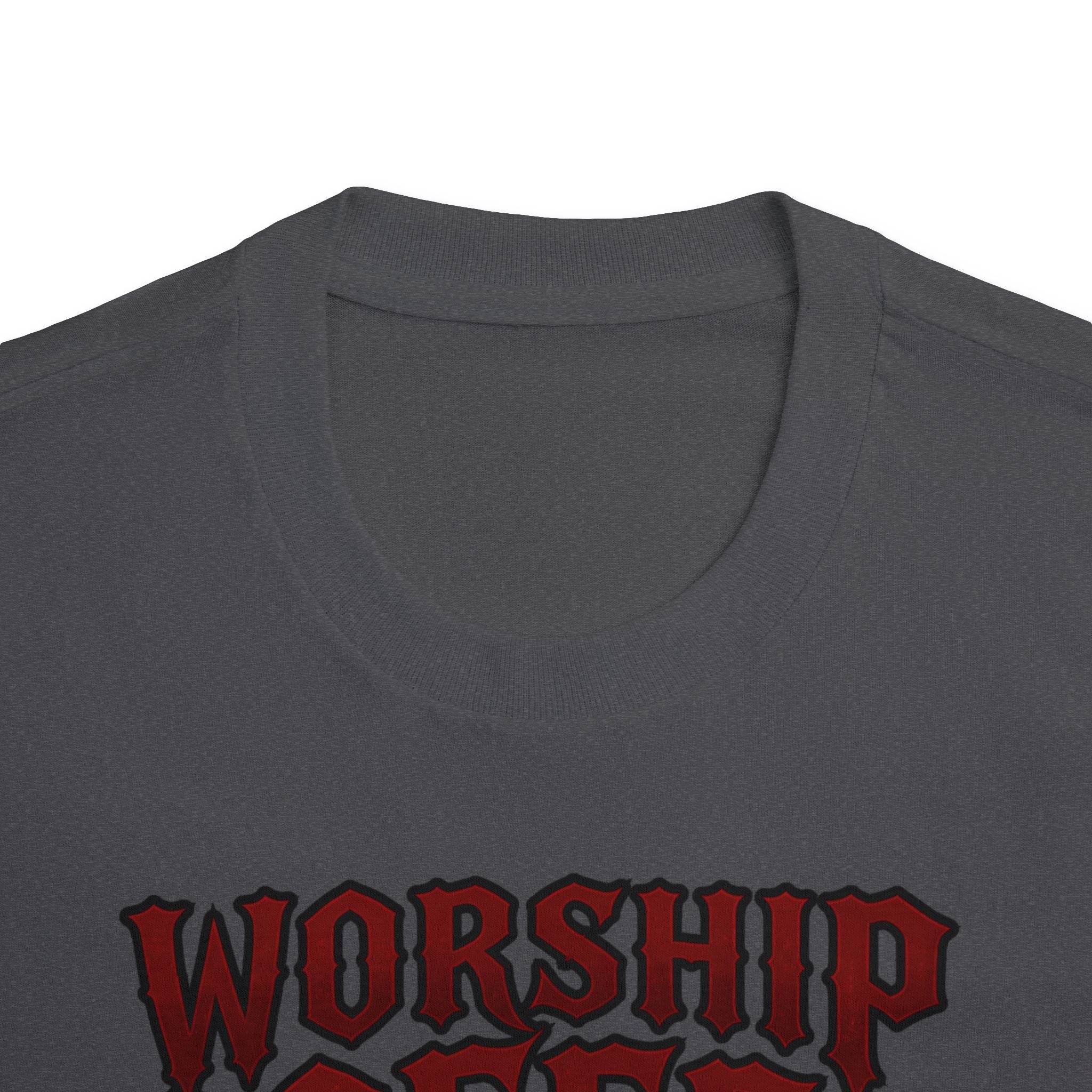 Worship Coffee Tee — "The Dark Lord" Gothic Coffee Shirt