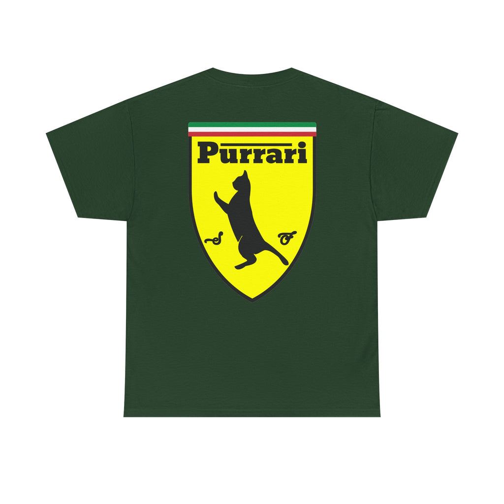 Purrari Cat Shield Tee – Funny Cat Logo T-Shirt
