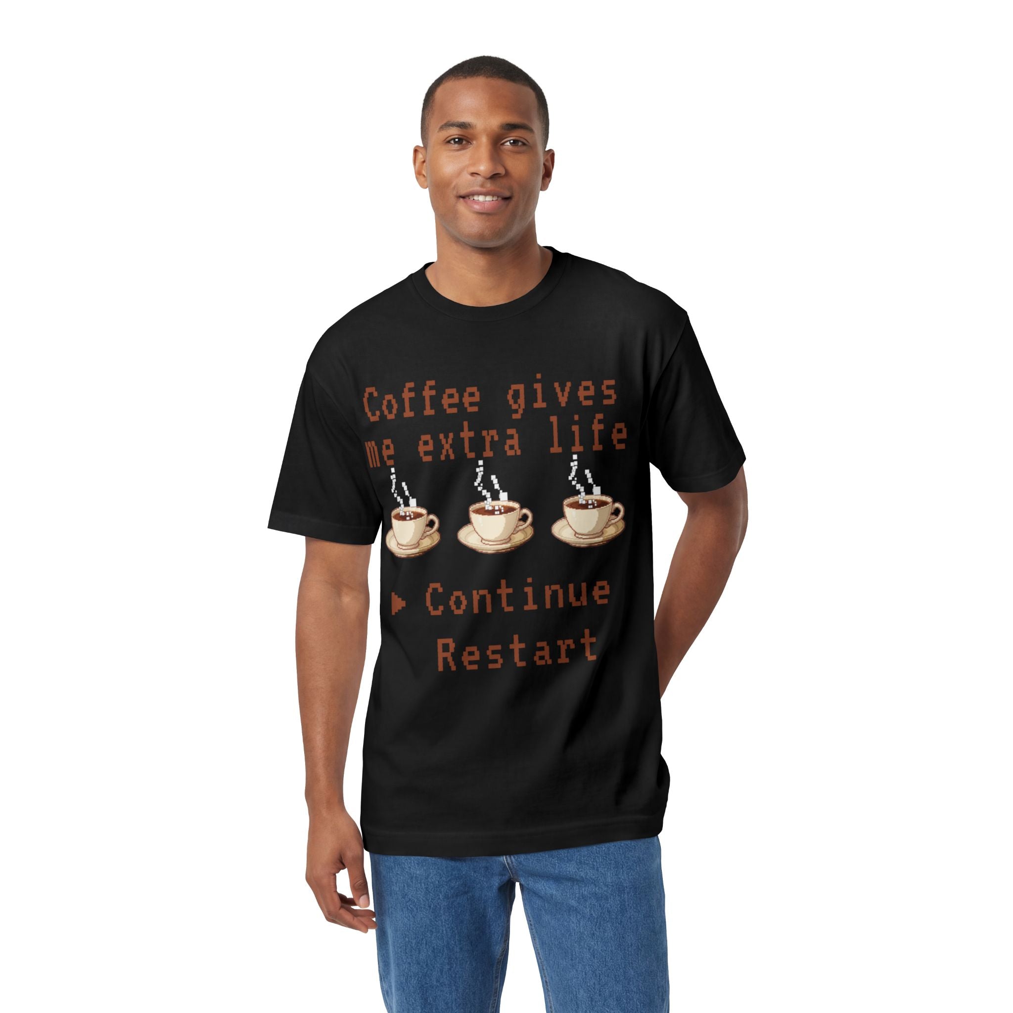 Coffee Gives Me Extra Life Tee — Retro Gamer Coffee