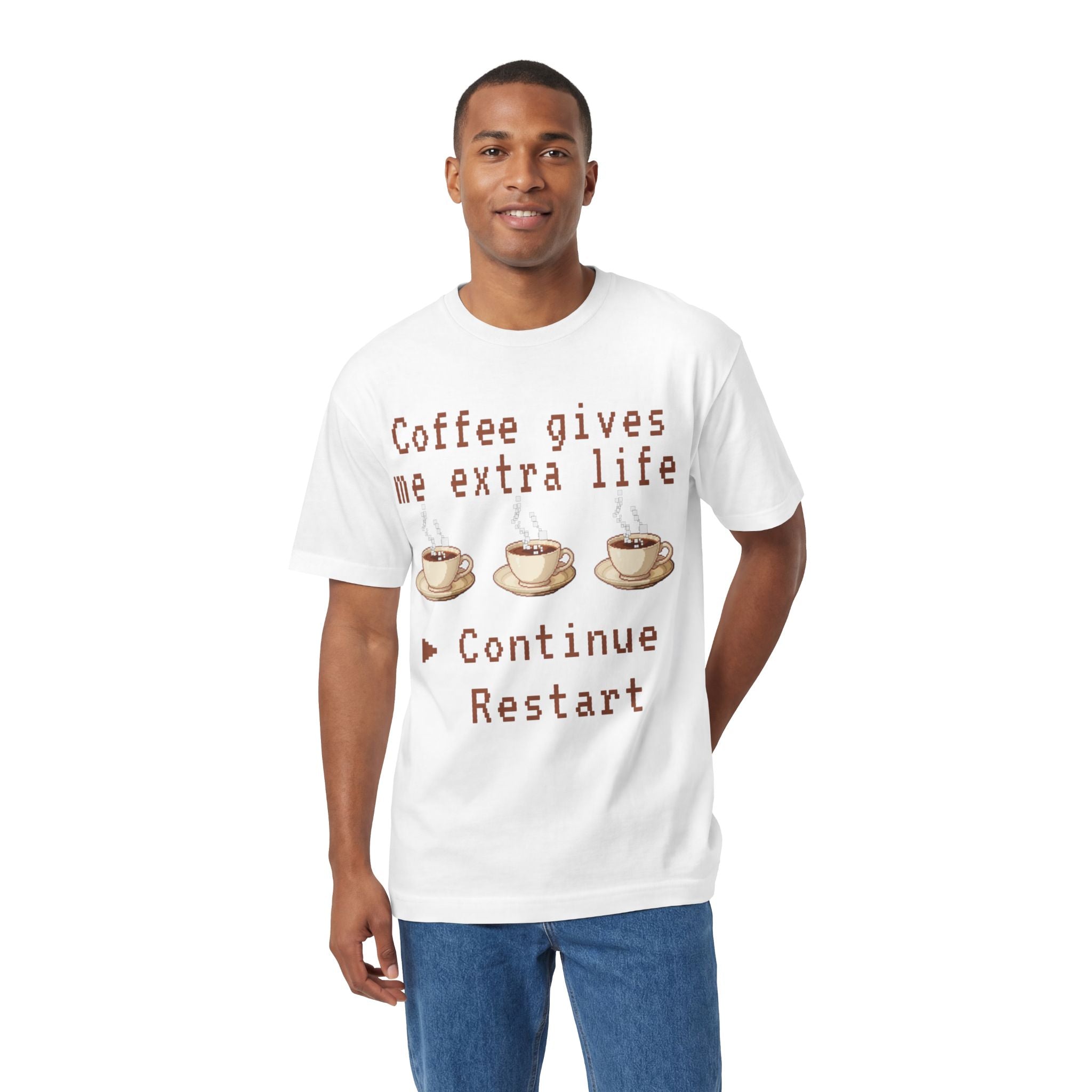 Coffee Gives Me Extra Life Tee — Retro Gamer Coffee