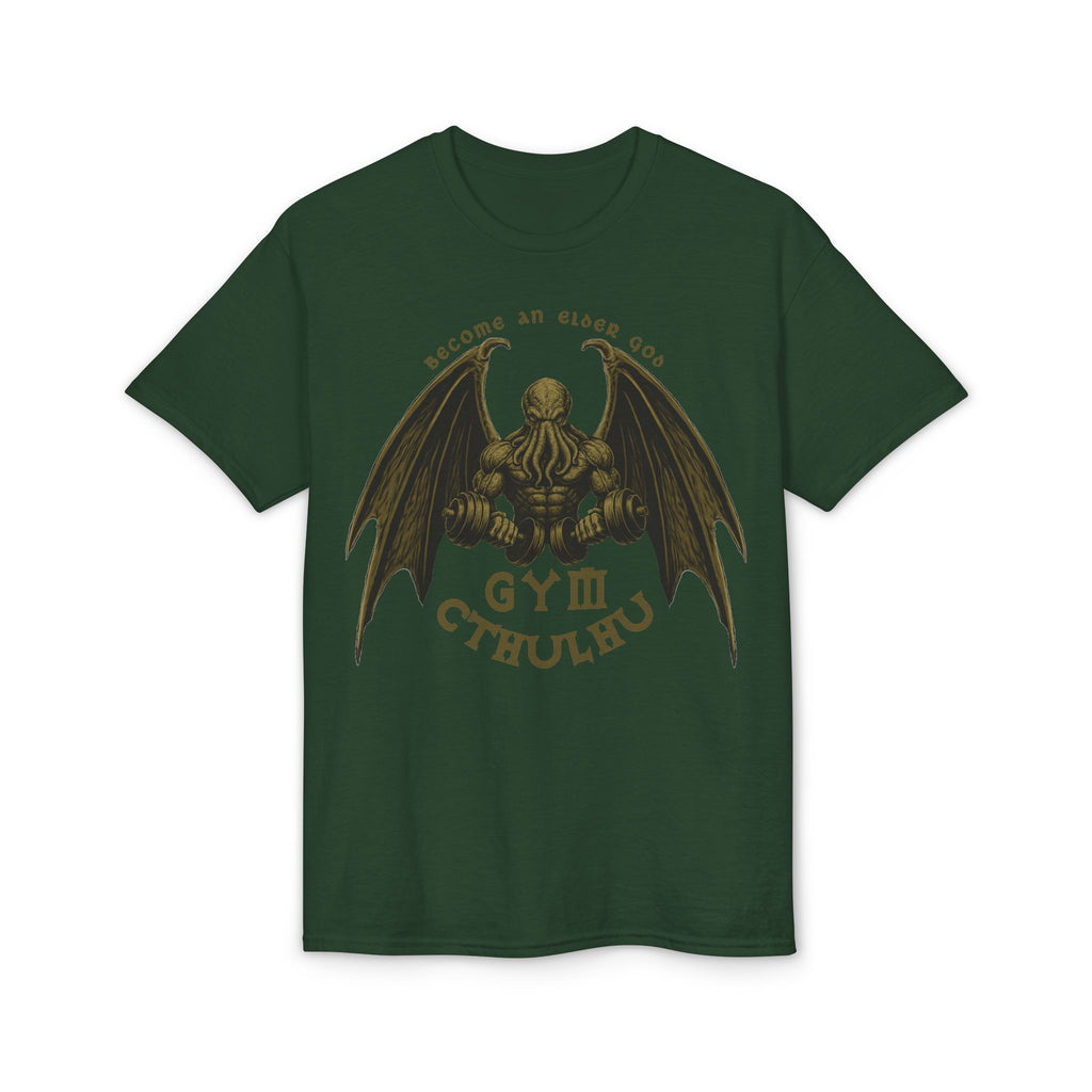 Cthulhu Gym T-Shirt — "Become an Elder God" Vintage Mythos Workout Tee