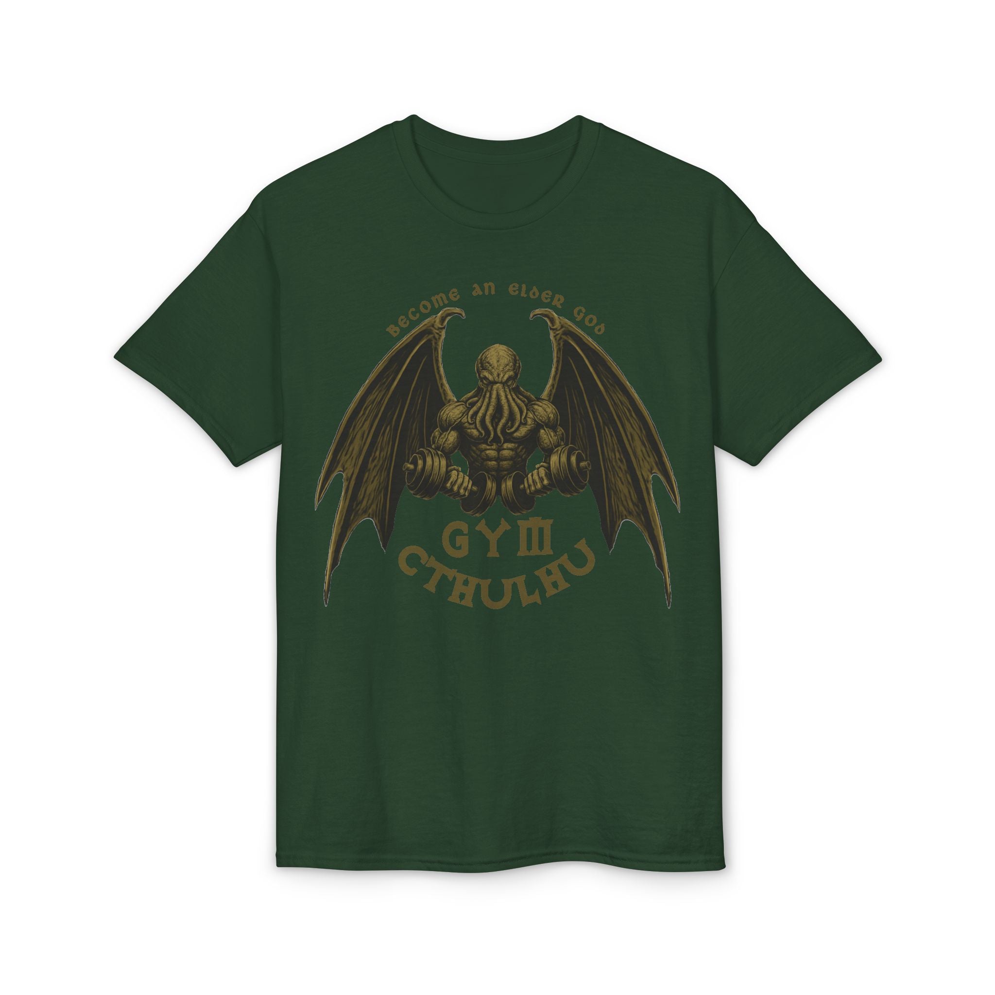 Cthulhu Gym T-Shirt — "Become an Elder God" Vintage Mythos Workout Tee