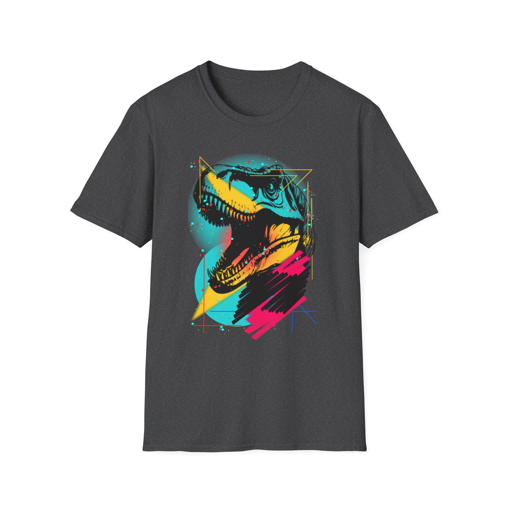 Retro Neon T-Rex T-Shirt — Vibrant Dinosaur Graphic Tee