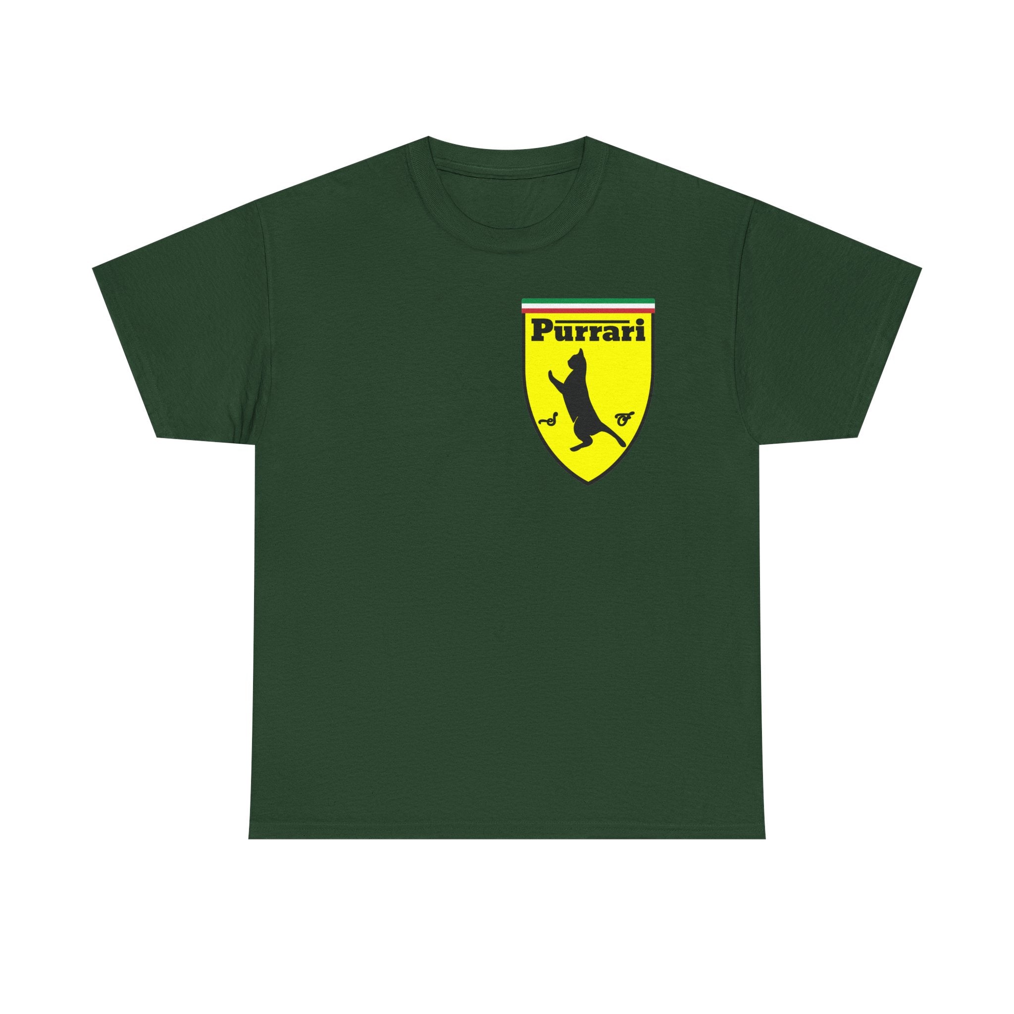 Purrari Cat Shield Tee – Funny Cat Logo T-Shirt