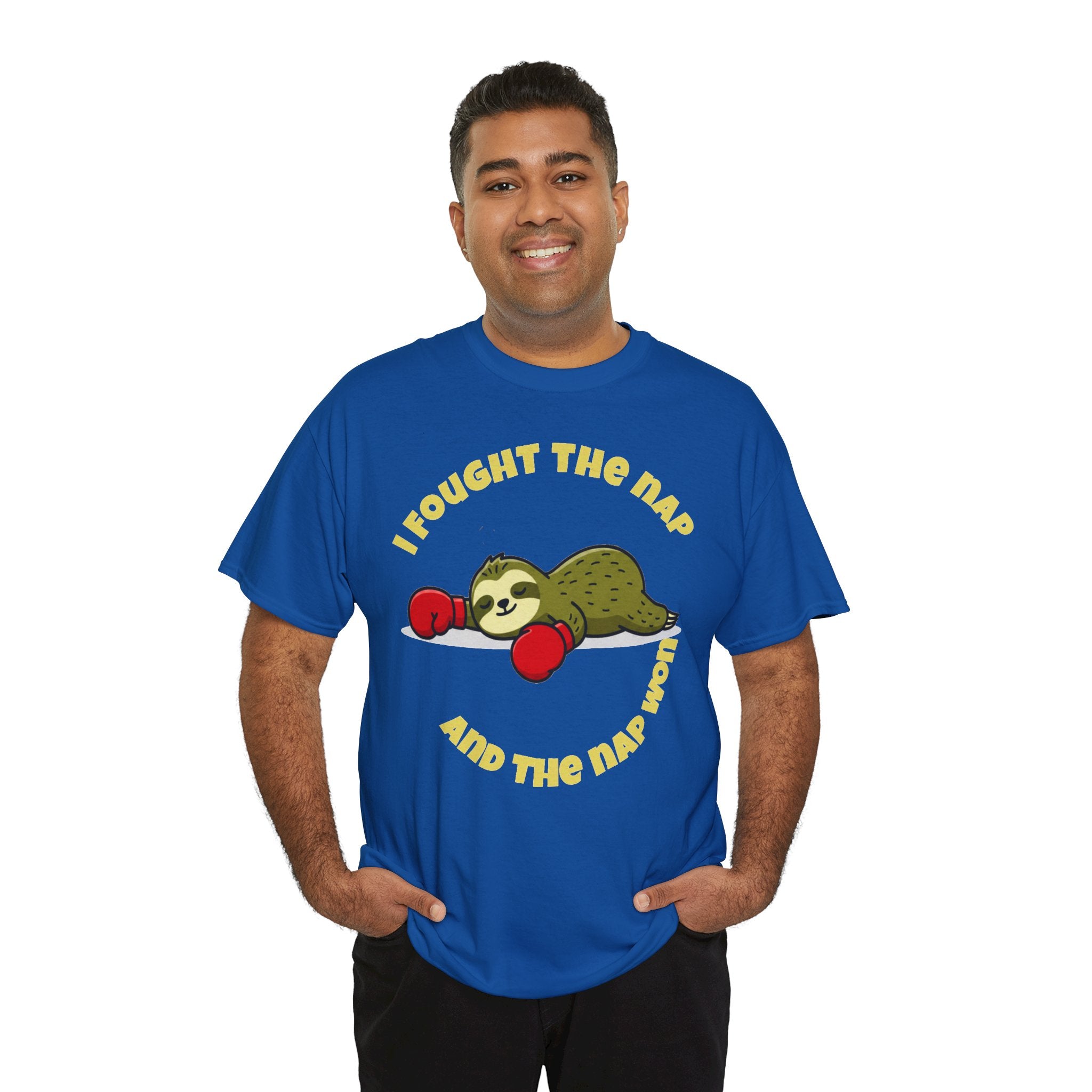 Sloth Boxing Tee — "I Fought the Nap and the Nap Won" Graphic T-Shirt