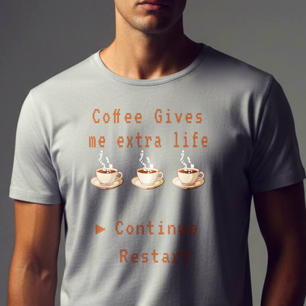Coffee Gives Me Extra Life Tee — Retro Gamer Coffee