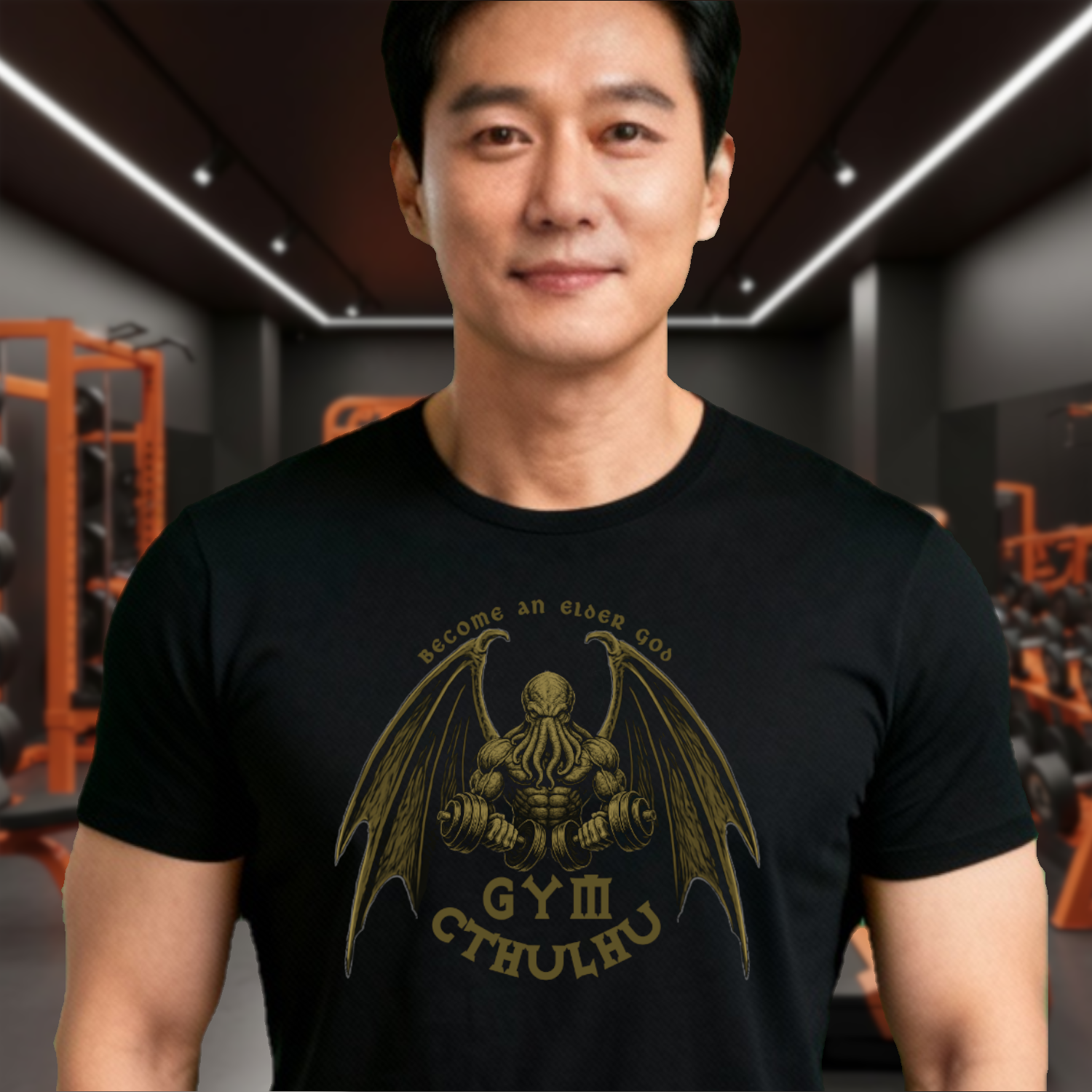 Cthulhu Gym T-Shirt — "Become an Elder God" Vintage Mythos Workout Tee