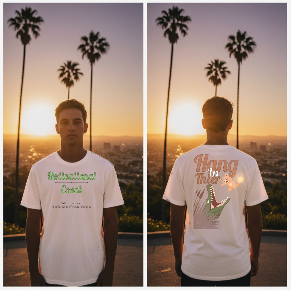 T-Shirt — Motivational Coach / "Hang In There" Alligator Graphic