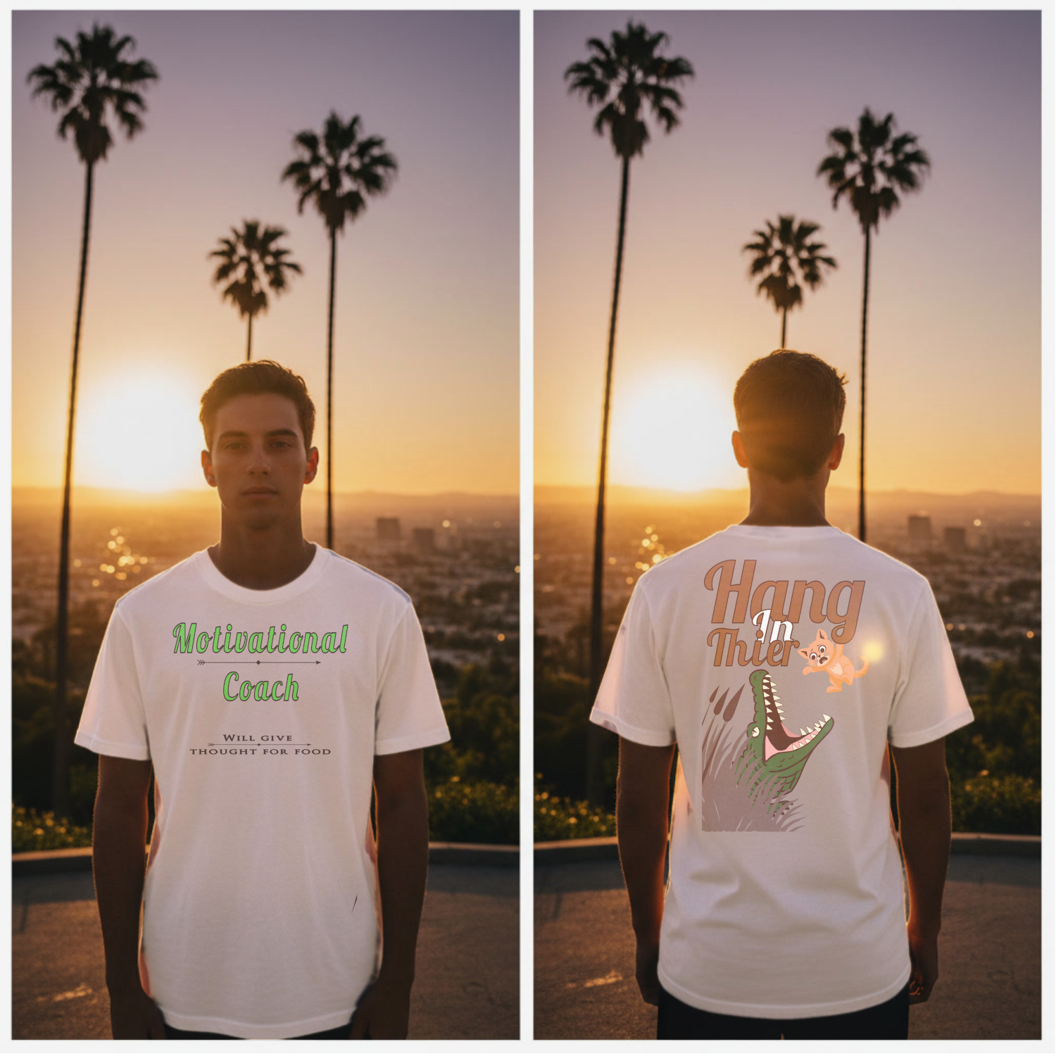 T-Shirt — Motivational Coach / "Hang In There" Alligator Graphic