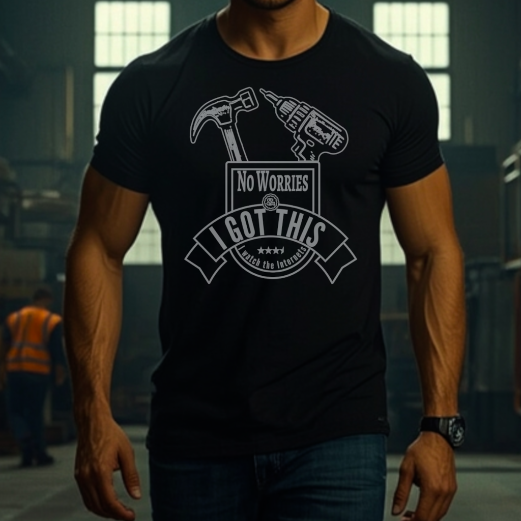 I Got This Tool Tee — "No Worries" Hammer & Drill T‑Shirt for DIYers