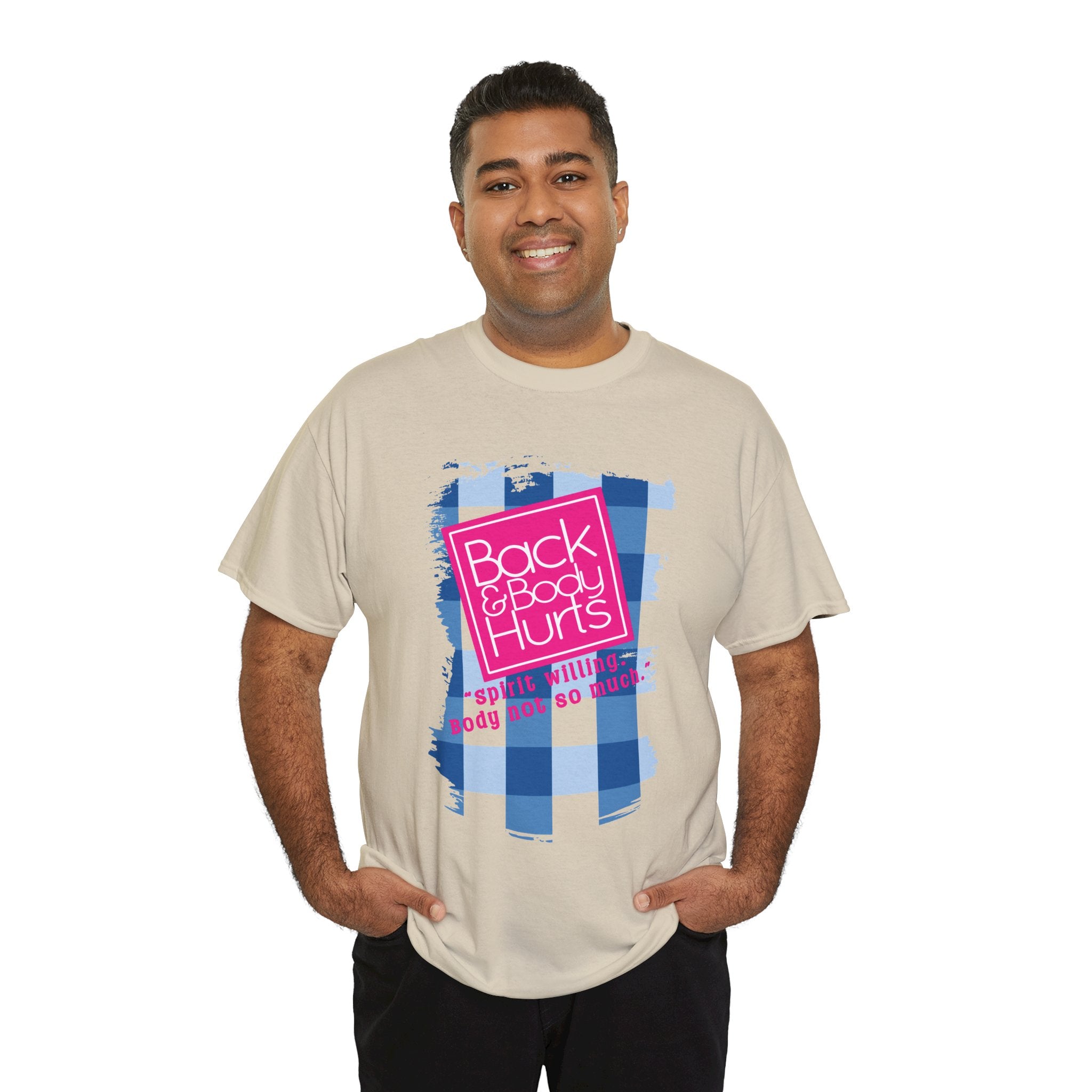 Back Body Hurts Plaid Graphic Tee — Funny Pain Relief Shirt