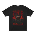 Worship Coffee Tee — "The Dark Lord" Gothic Coffee Shirt
