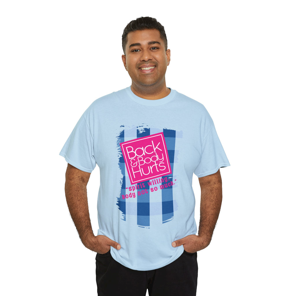 Back Body Hurts Plaid Graphic Tee — Funny Pain Relief Shirt