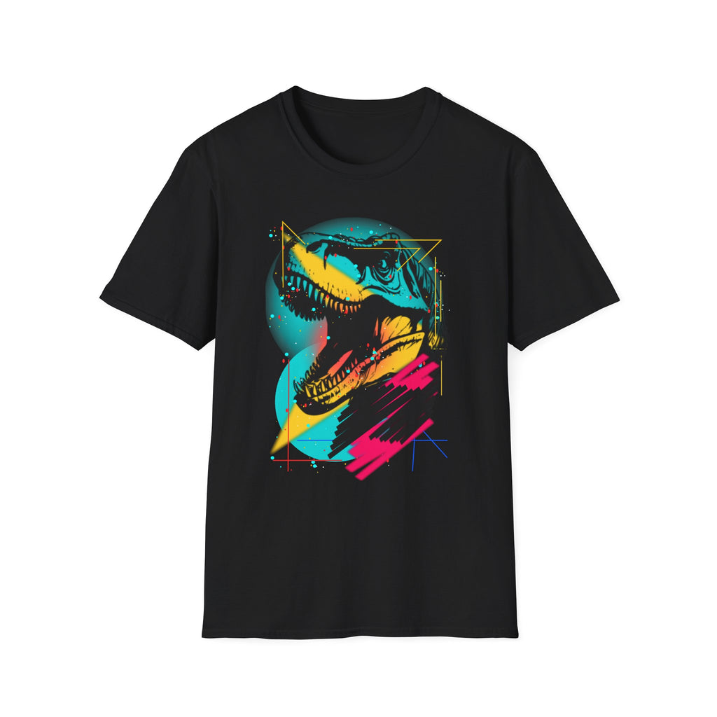 Retro Neon T-Rex T-Shirt — Vibrant Dinosaur Graphic Tee