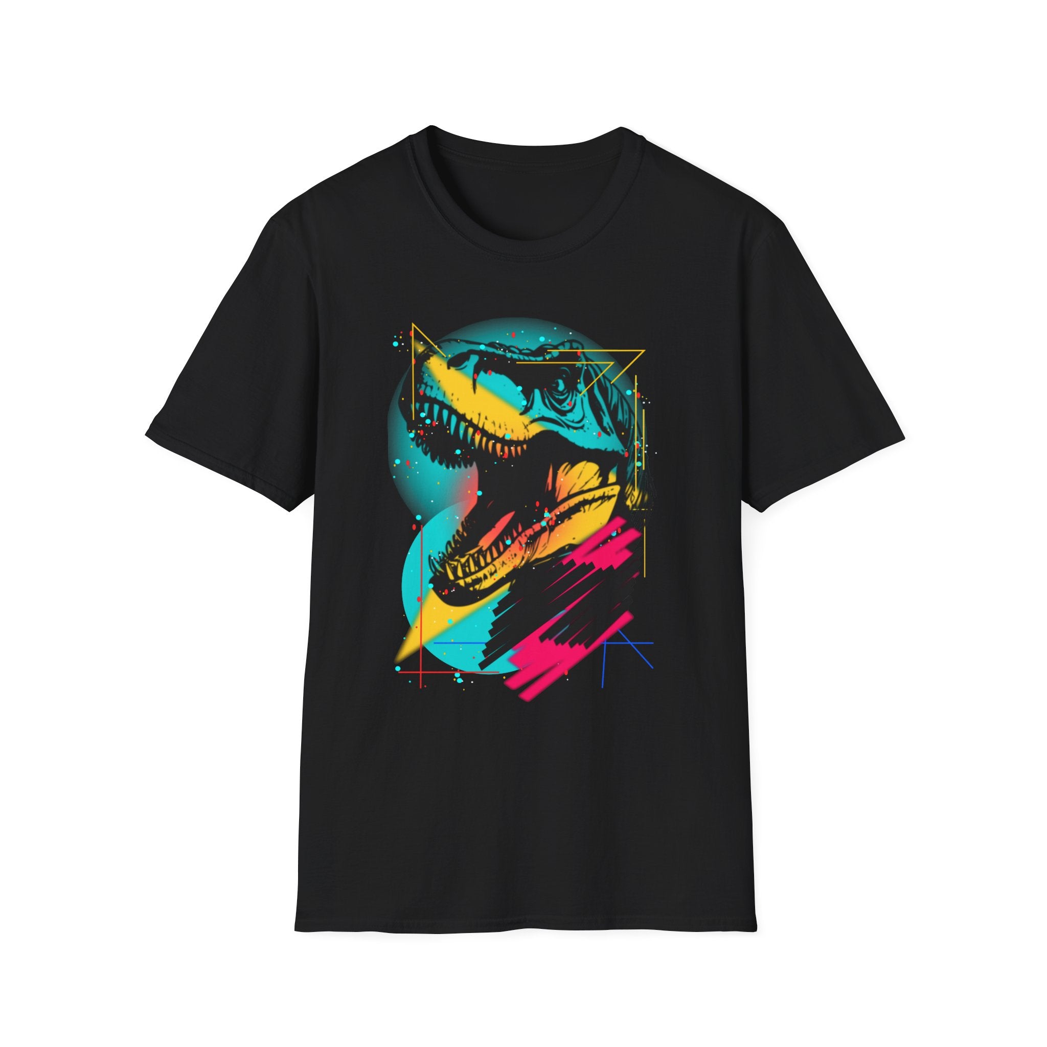 Retro Neon T-Rex T-Shirt — Vibrant Dinosaur Graphic Tee