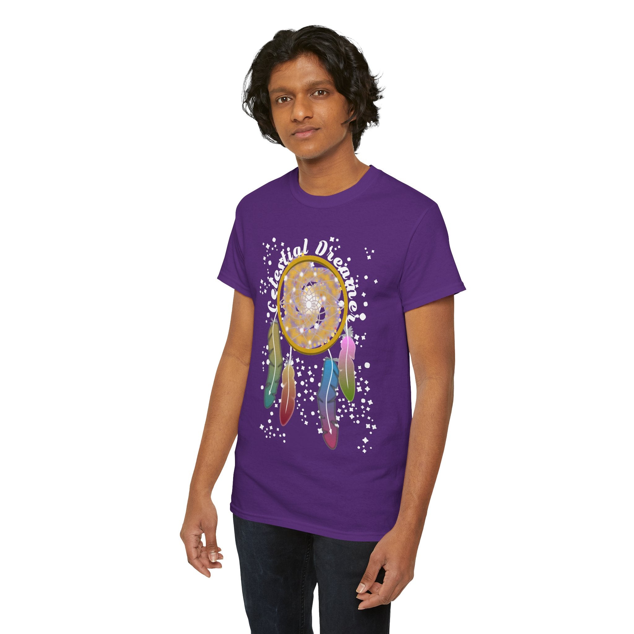 Dreamcatcher T-Shirt — Spiral Galaxy Dreamcatcher with Colorful Feathers