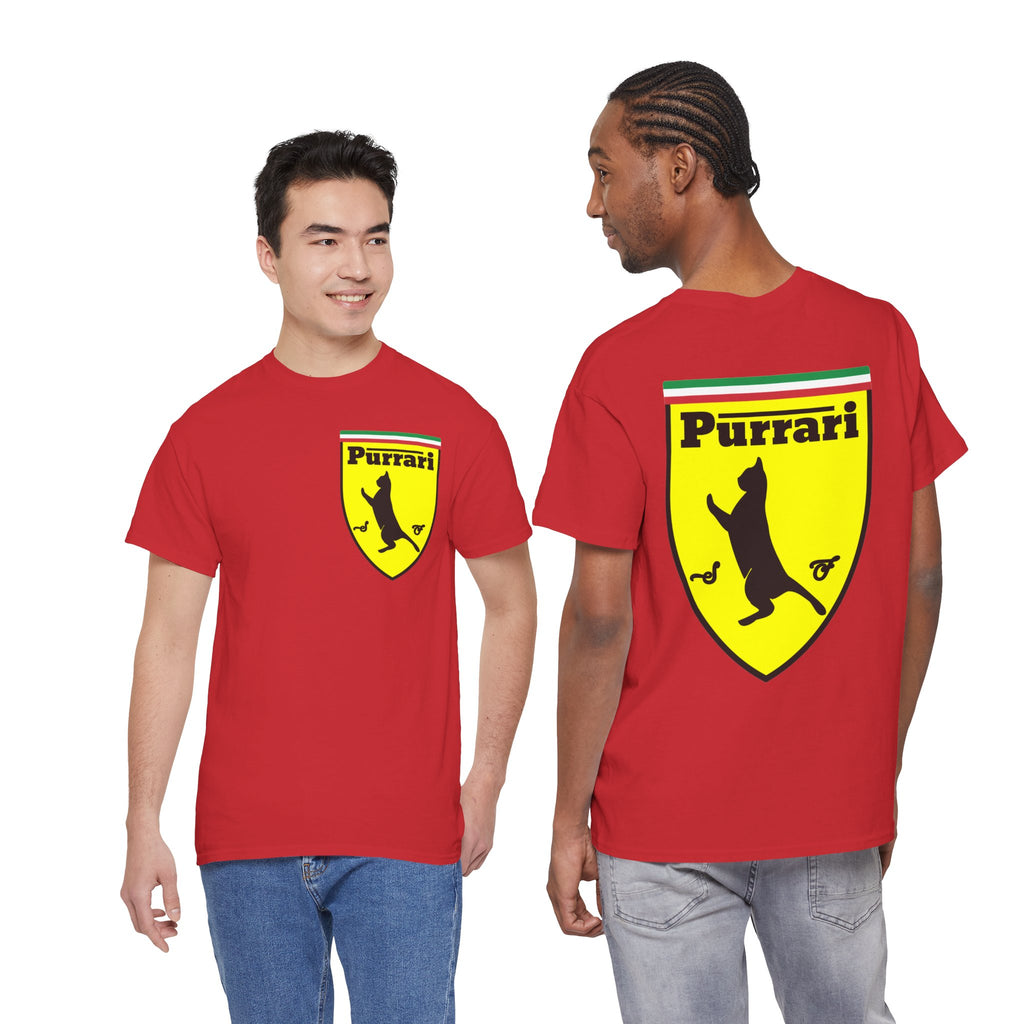Purrari Cat Shield Tee – Funny Cat Logo T-Shirt
