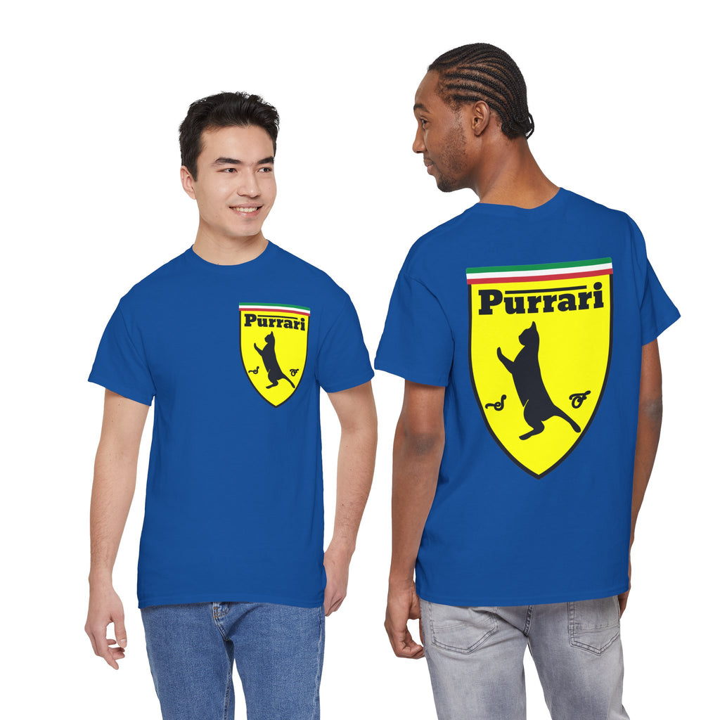 Purrari Cat Shield Tee – Funny Cat Logo T-Shirt