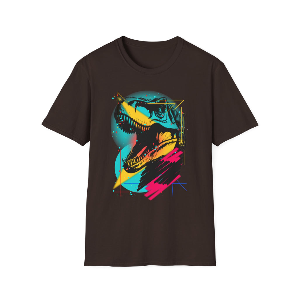 Retro Neon T-Rex T-Shirt — Vibrant Dinosaur Graphic Tee
