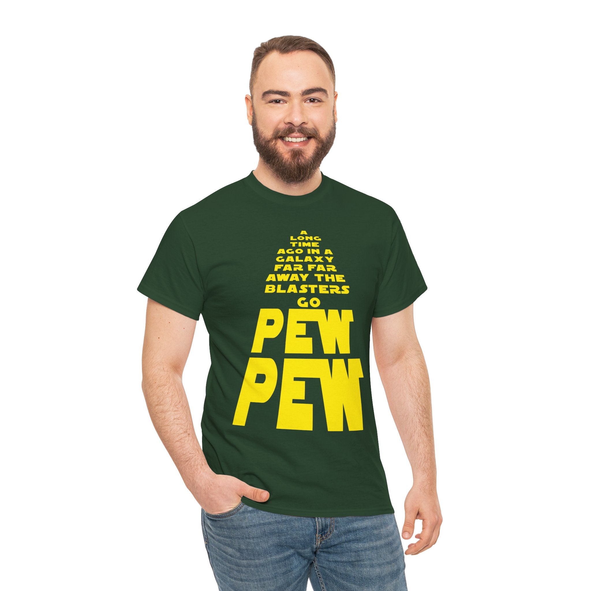 Pew Pew Tee – Retro Space Text Graphic T-Shirt