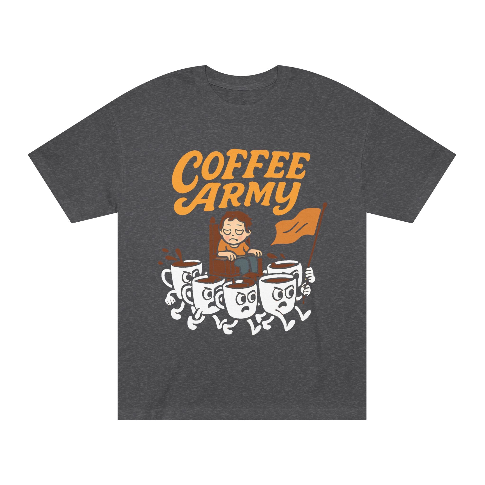 Coffee Army  — Funny Coffee Lover Tee with marching Mugs