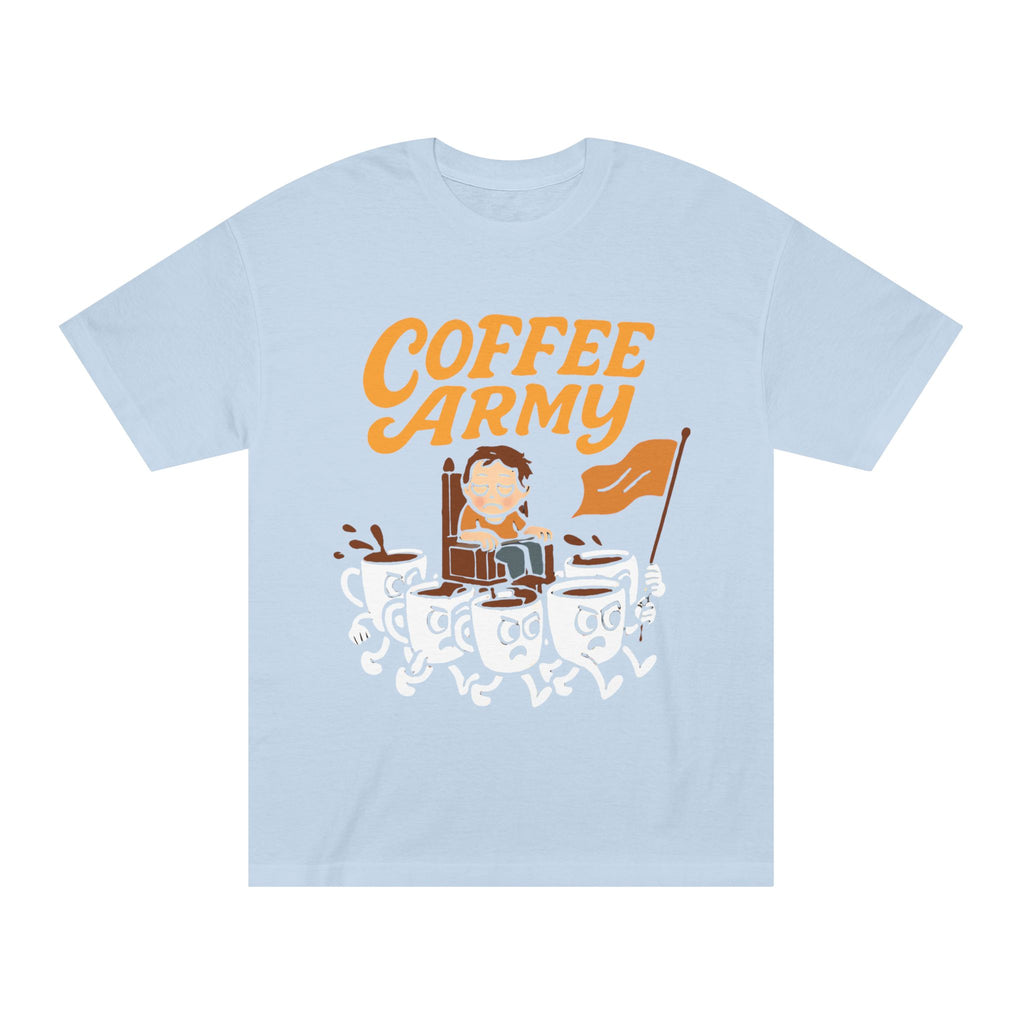 Coffee Army  — Funny Coffee Lover Tee with marching Mugs