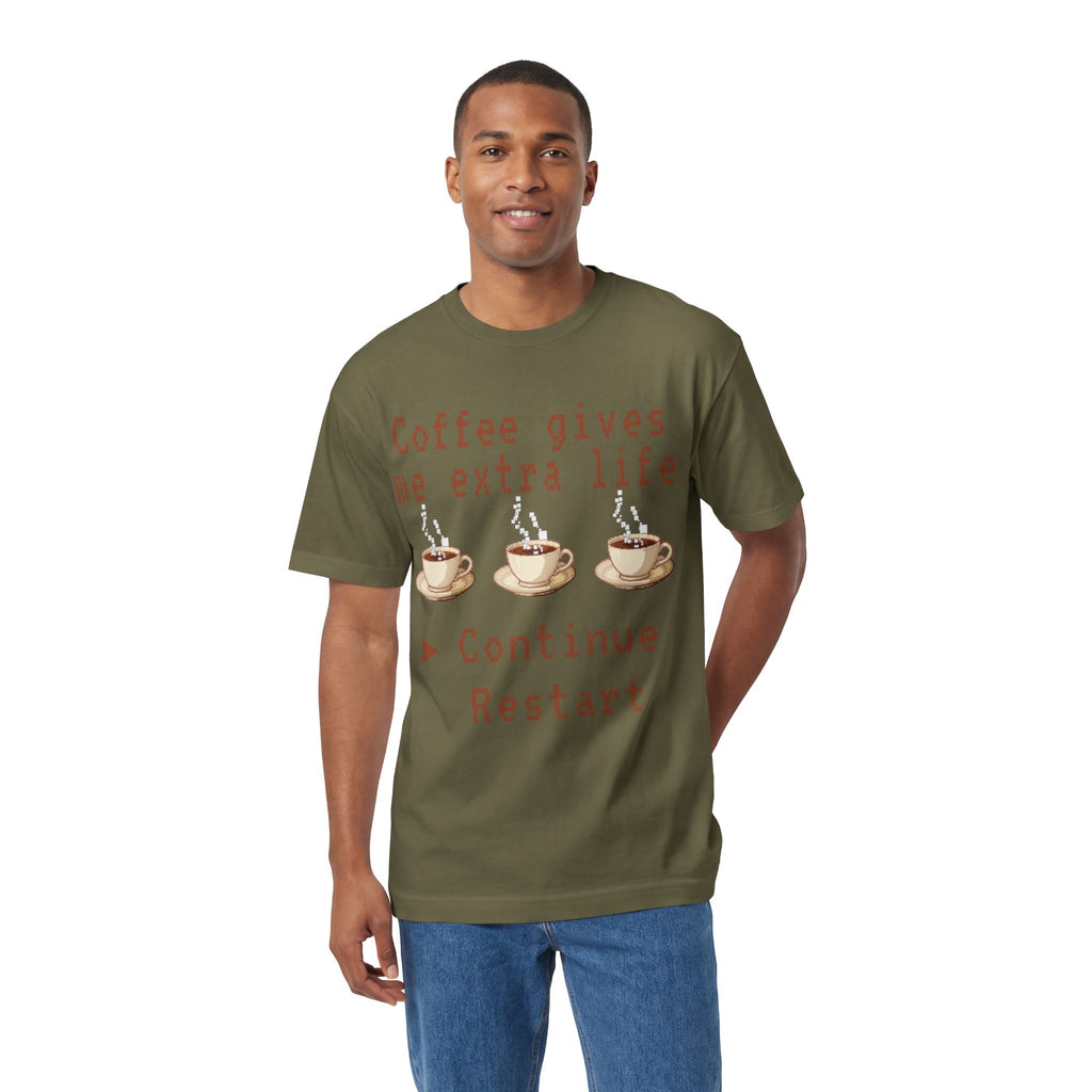 Coffee Gives Me Extra Life Tee — Retro Gamer Coffee