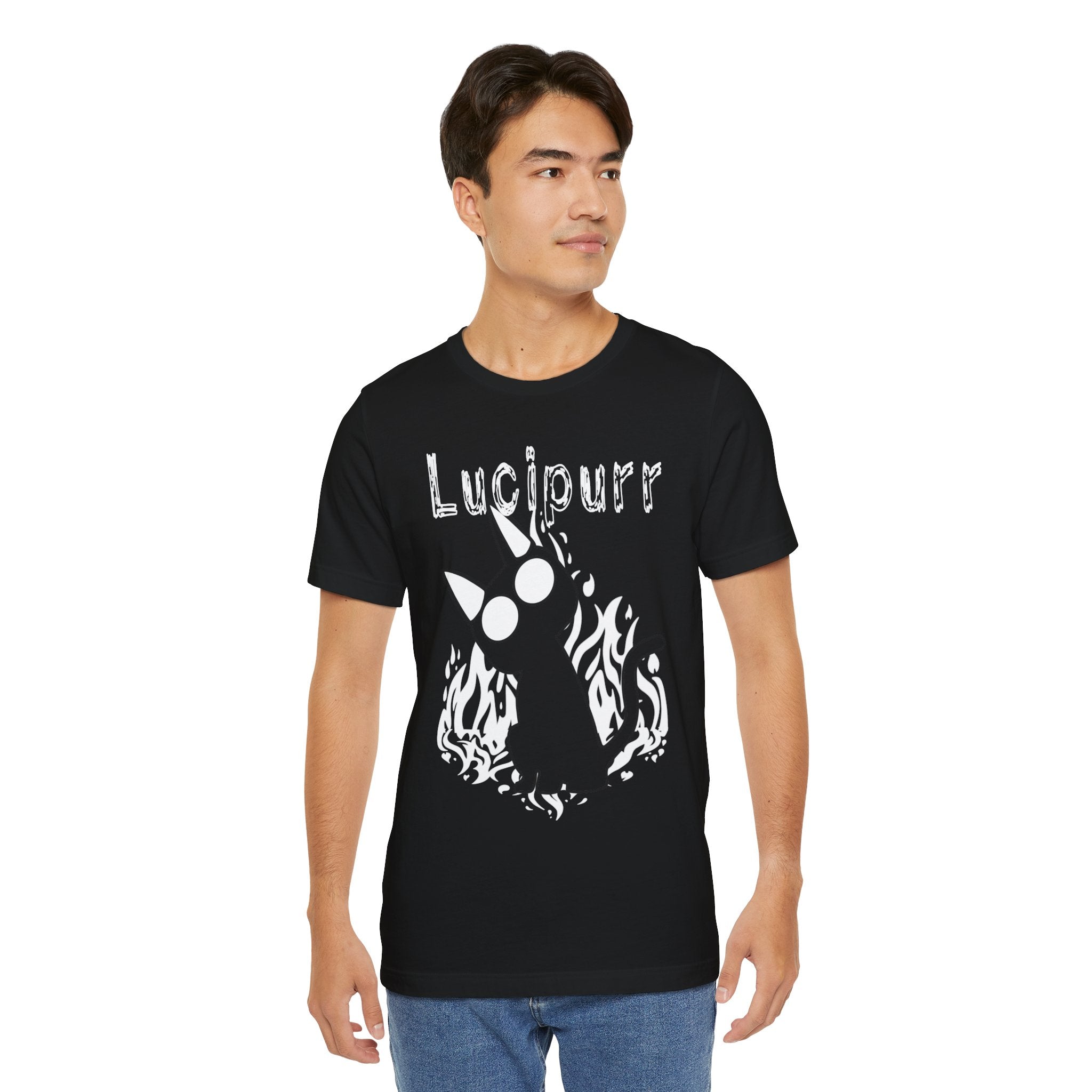 Lucipurr Cat Tee — Gothic Flame Cat Graphic