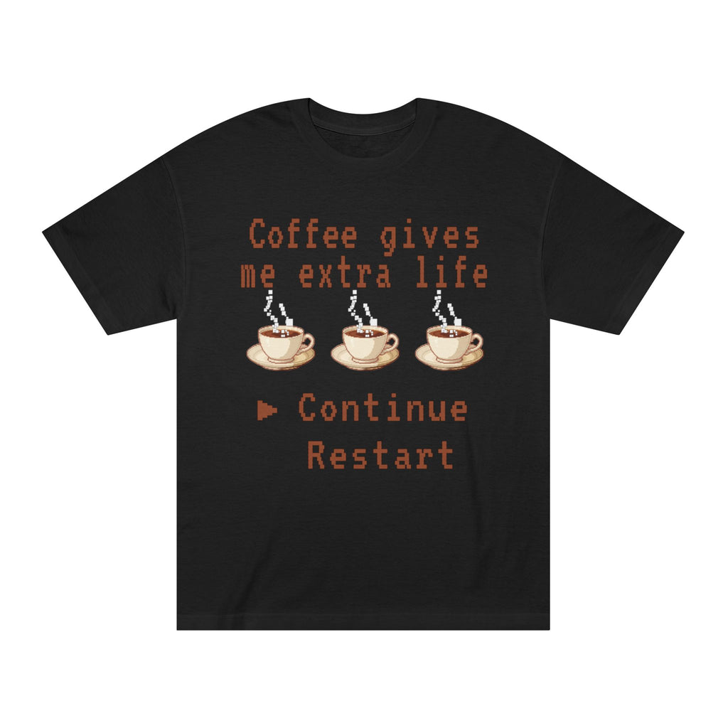 Coffee Gives Me Extra Life Tee — Retro Gamer Coffee