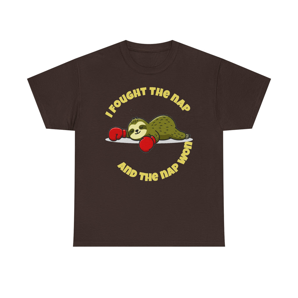 Sloth Boxing Tee — "I Fought the Nap and the Nap Won" Graphic T-Shirt