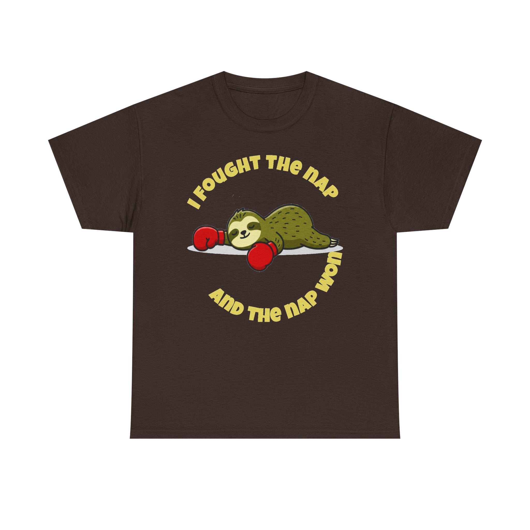 Sloth Boxing Tee — "I Fought the Nap and the Nap Won" Graphic T-Shirt
