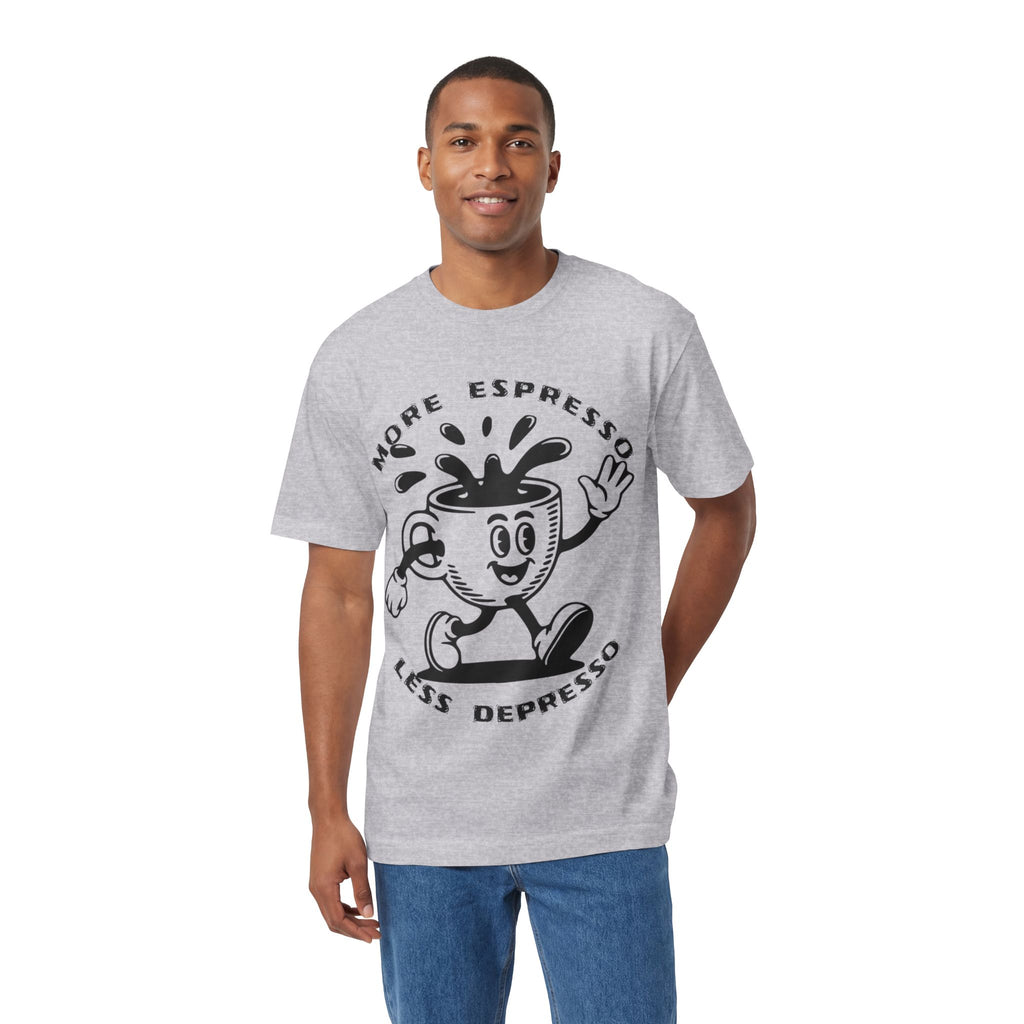 Coffee Tee — "Less Depresso More Espresso" Funny Coffee Shirt