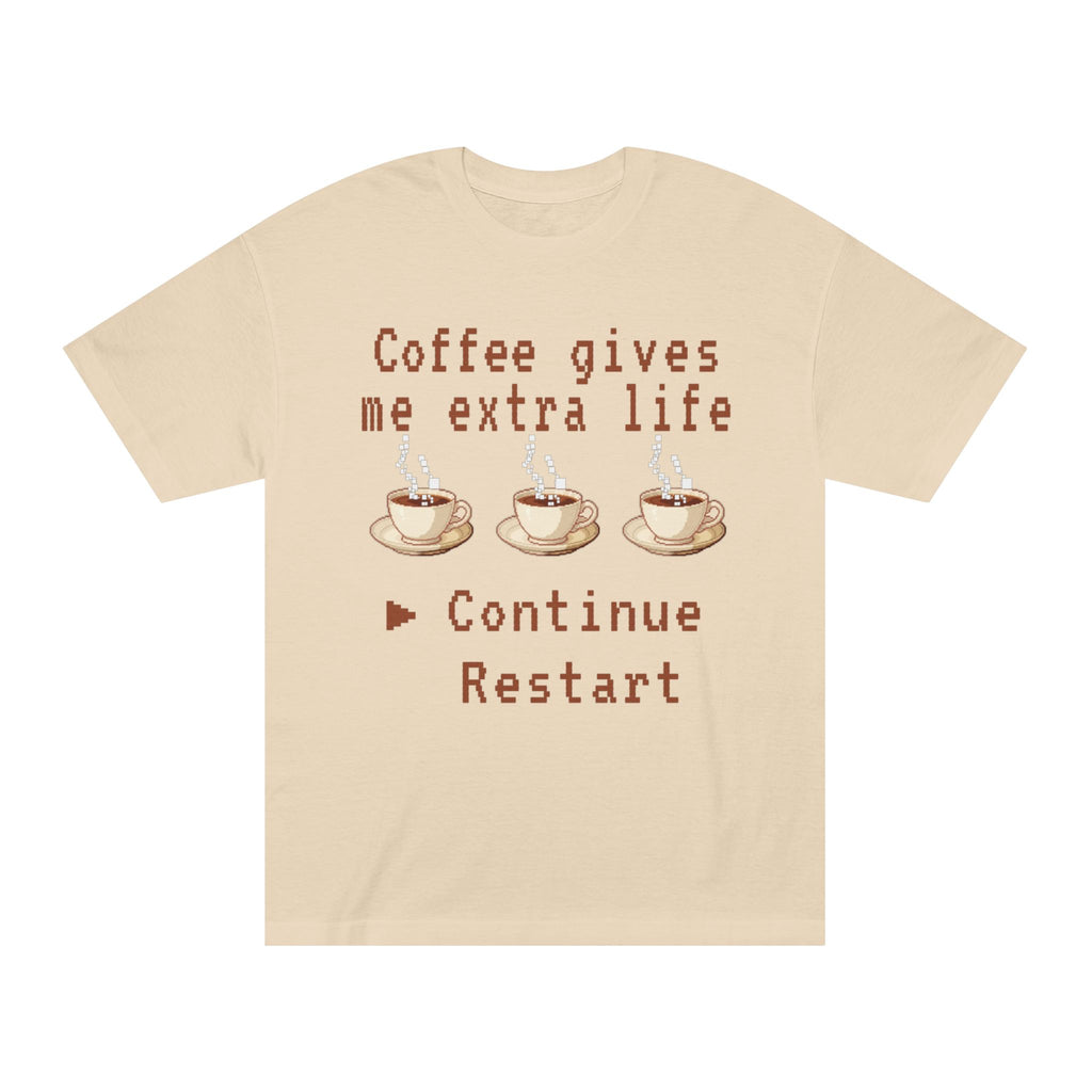 Coffee Gives Me Extra Life Tee — Retro Gamer Coffee