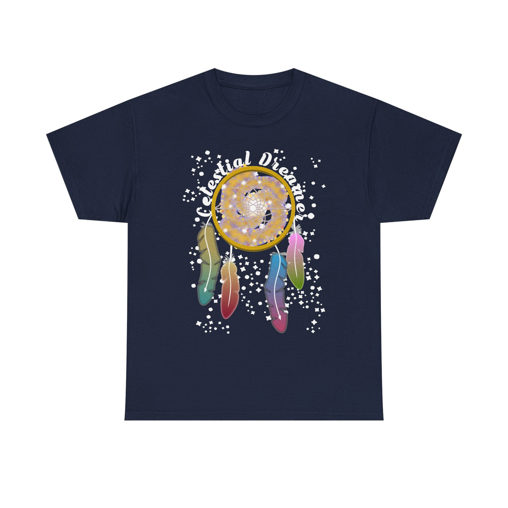 Dreamcatcher T-Shirt — Spiral Galaxy Dreamcatcher with Colorful Feathers