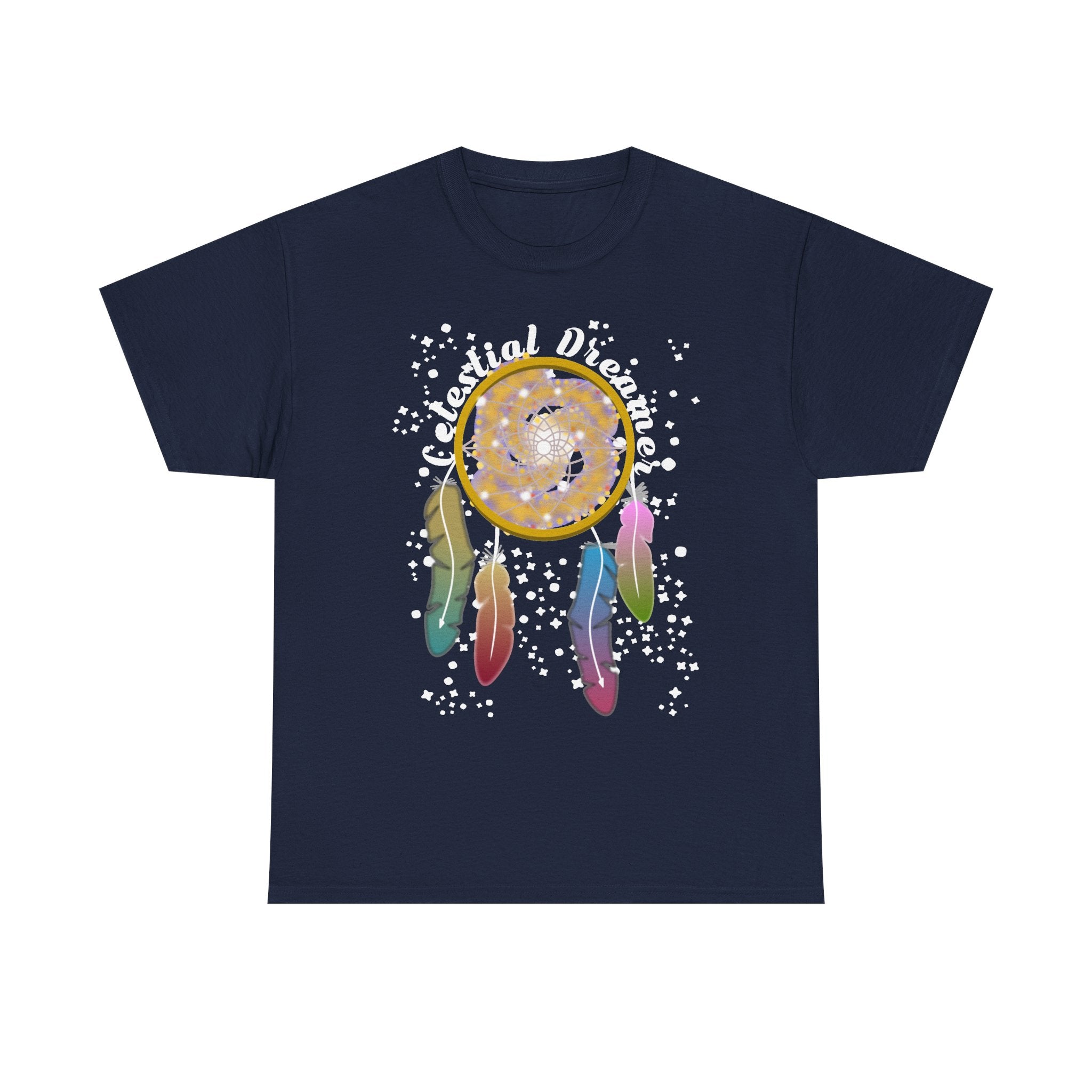 Dreamcatcher T-Shirt — Spiral Galaxy Dreamcatcher with Colorful Feathers