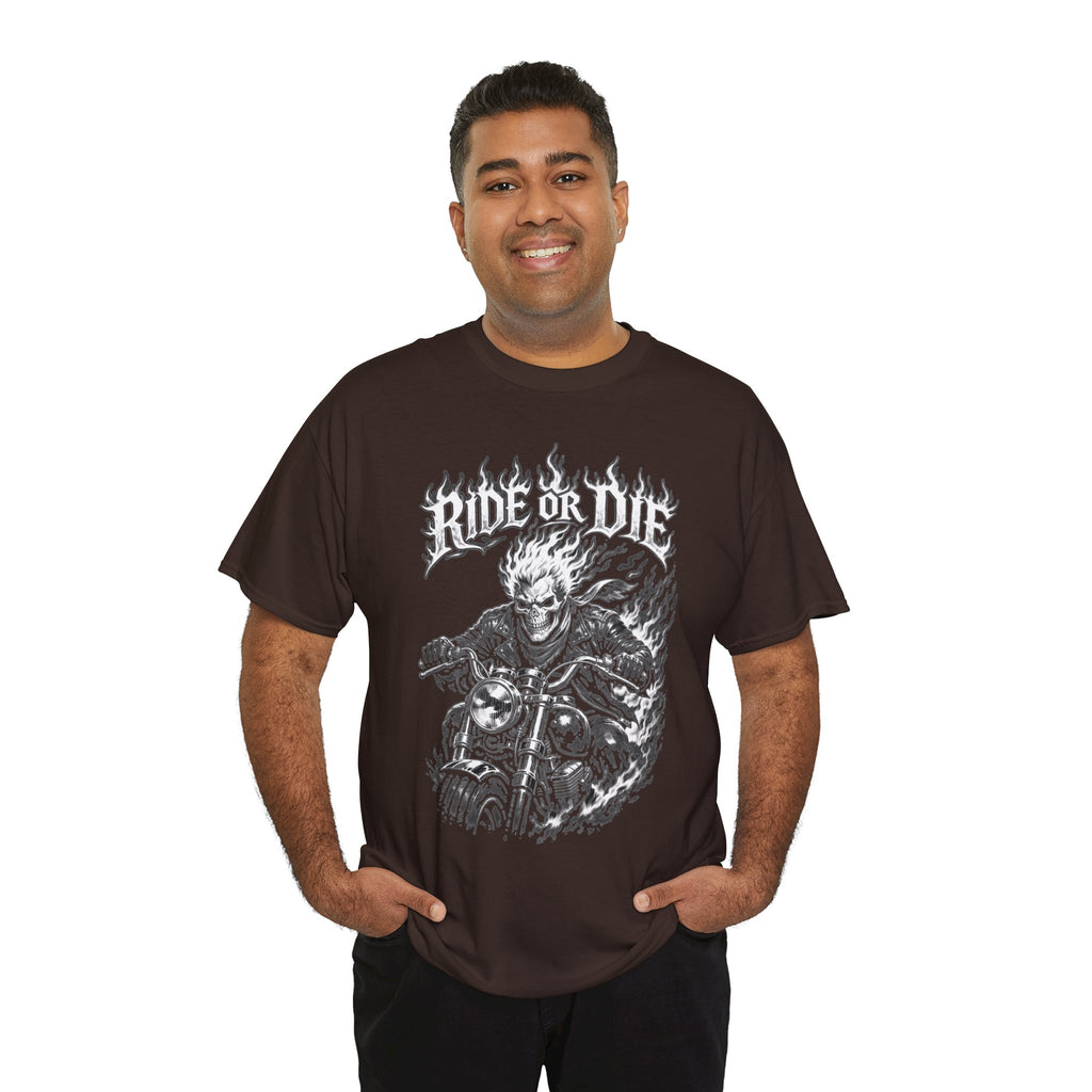 Ride or Die Motorcycle T-Shirt — Skull Biker Graphic Tee