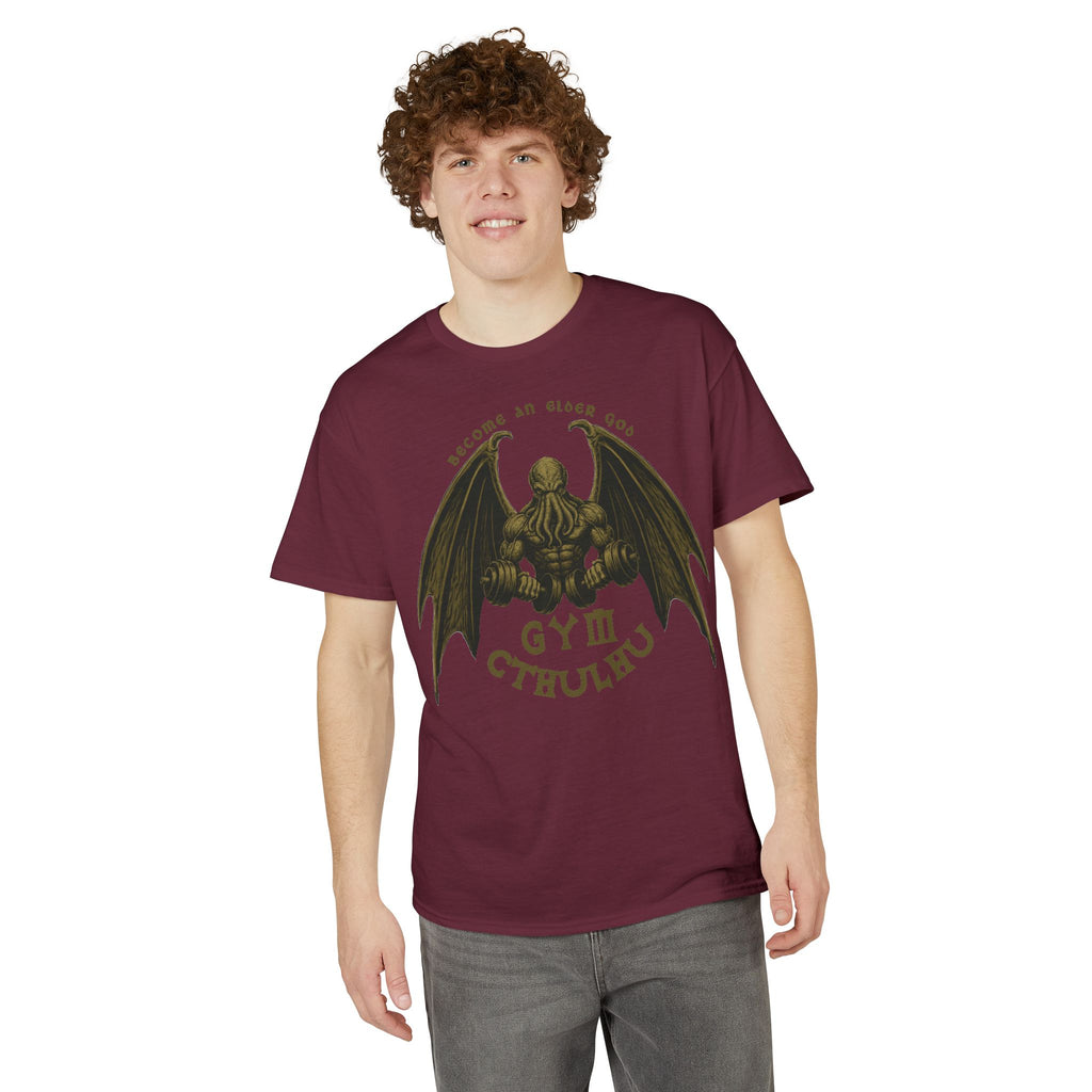 Cthulhu Gym T-Shirt — "Become an Elder God" Vintage Mythos Workout Tee